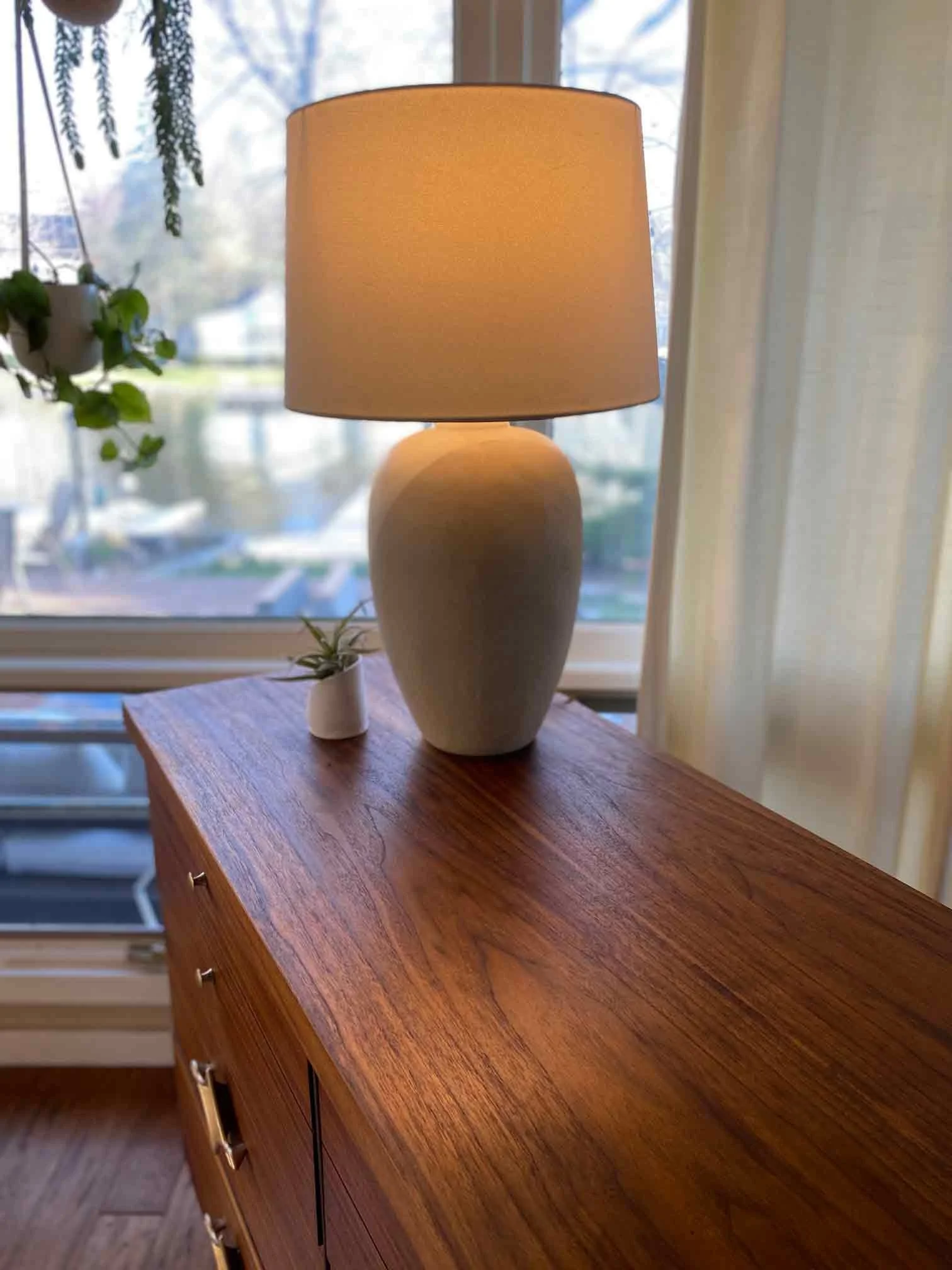 MCM 6-Drawer Walnut Dresser with Brass Hardware