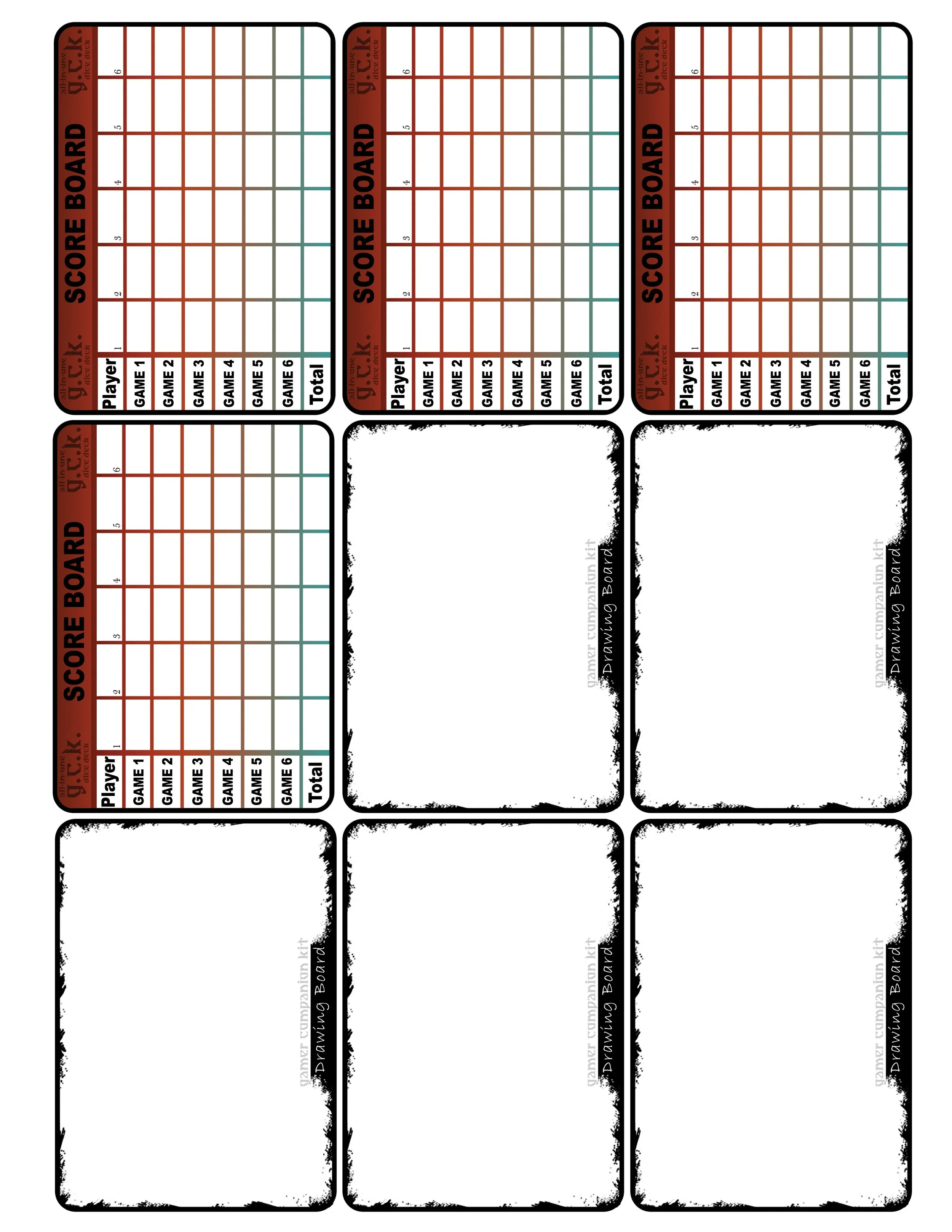 Scoreboard Cards and Blank Drawing Cards