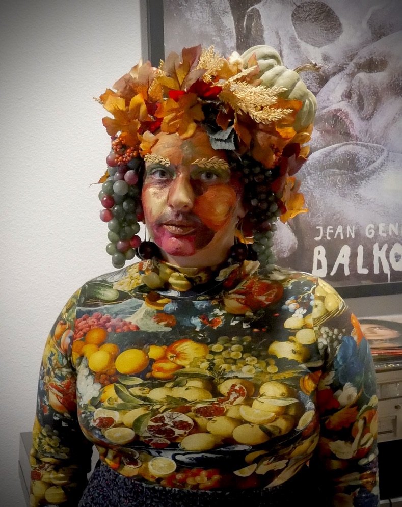 hand-painted face in the style of Arcimboldo