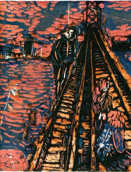 wood cut reduction print