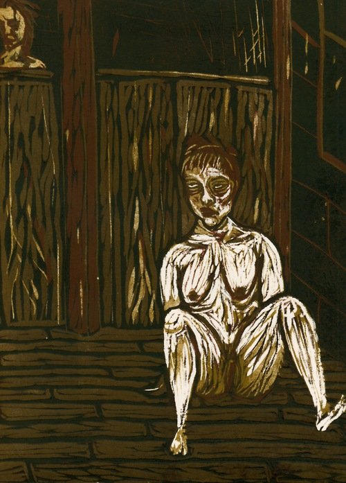 wood block reduction print