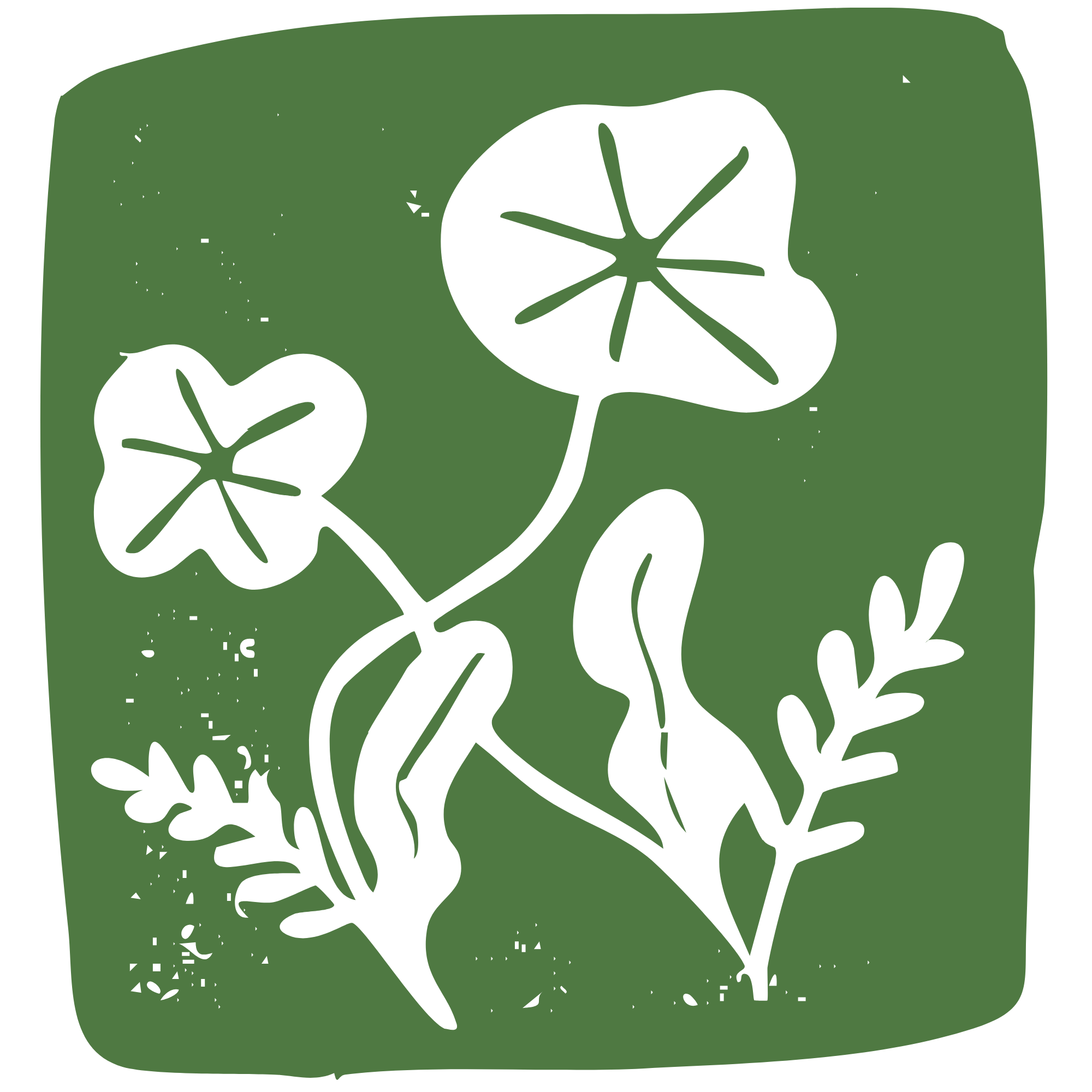 woodblock print of plants