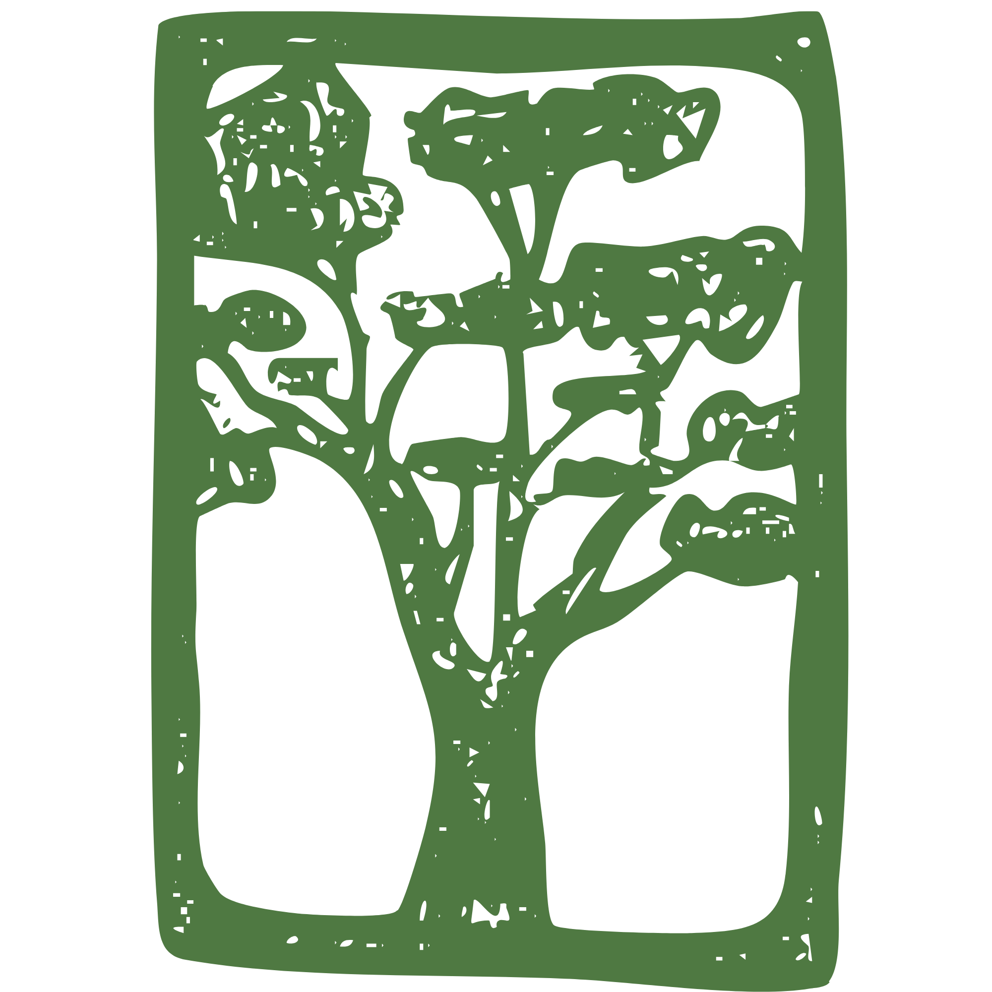 woodblock tree print