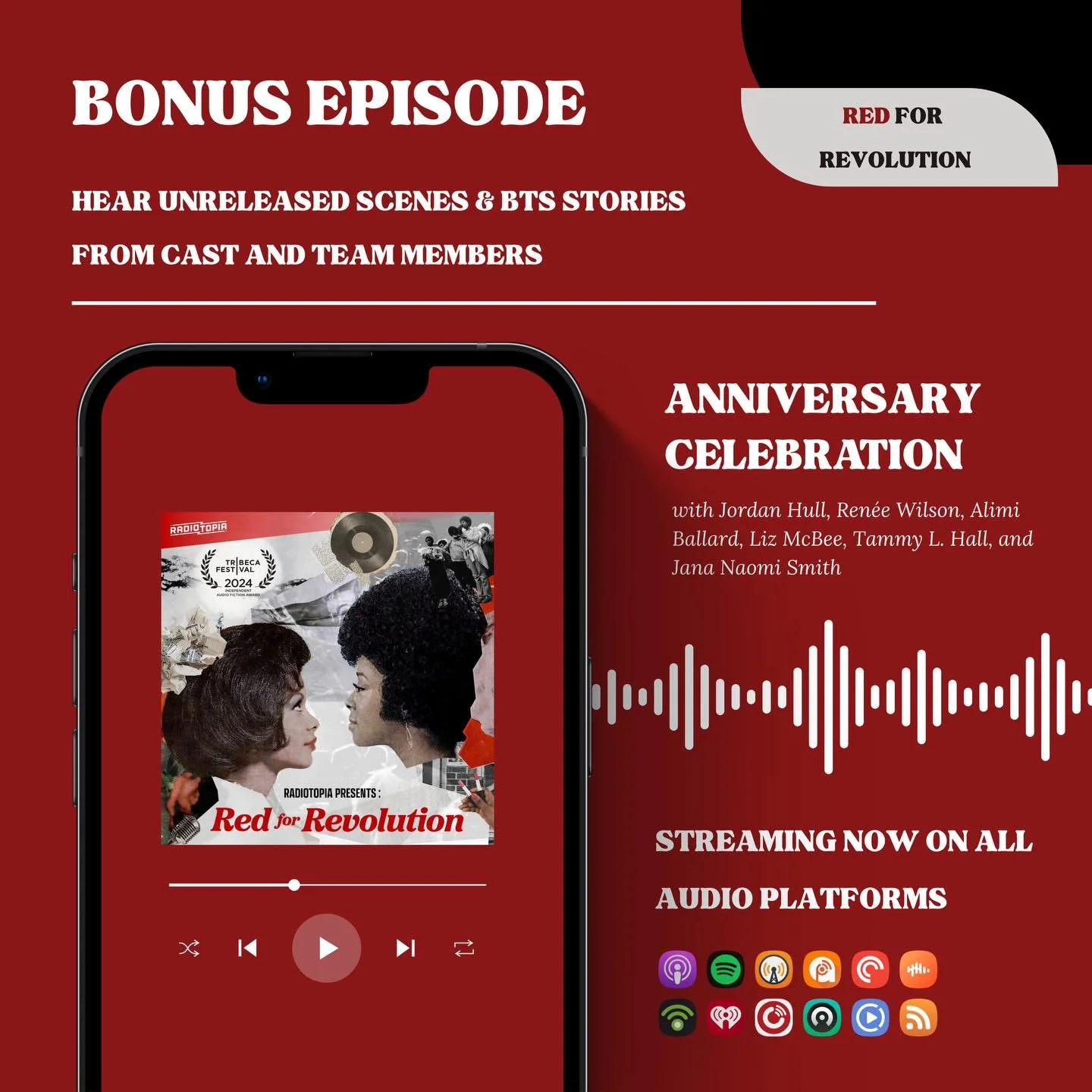 🎉 It&rsquo;s our anniversary!! And you can stream the Bonus Episode NOW ✨

To celebrate the anniversary of @redforrevolution&rsquo;s debut AND our recent AMBIE NOMINATONS we&rsquo;re dropping a special bonus episode!! Join members of the cast and cr