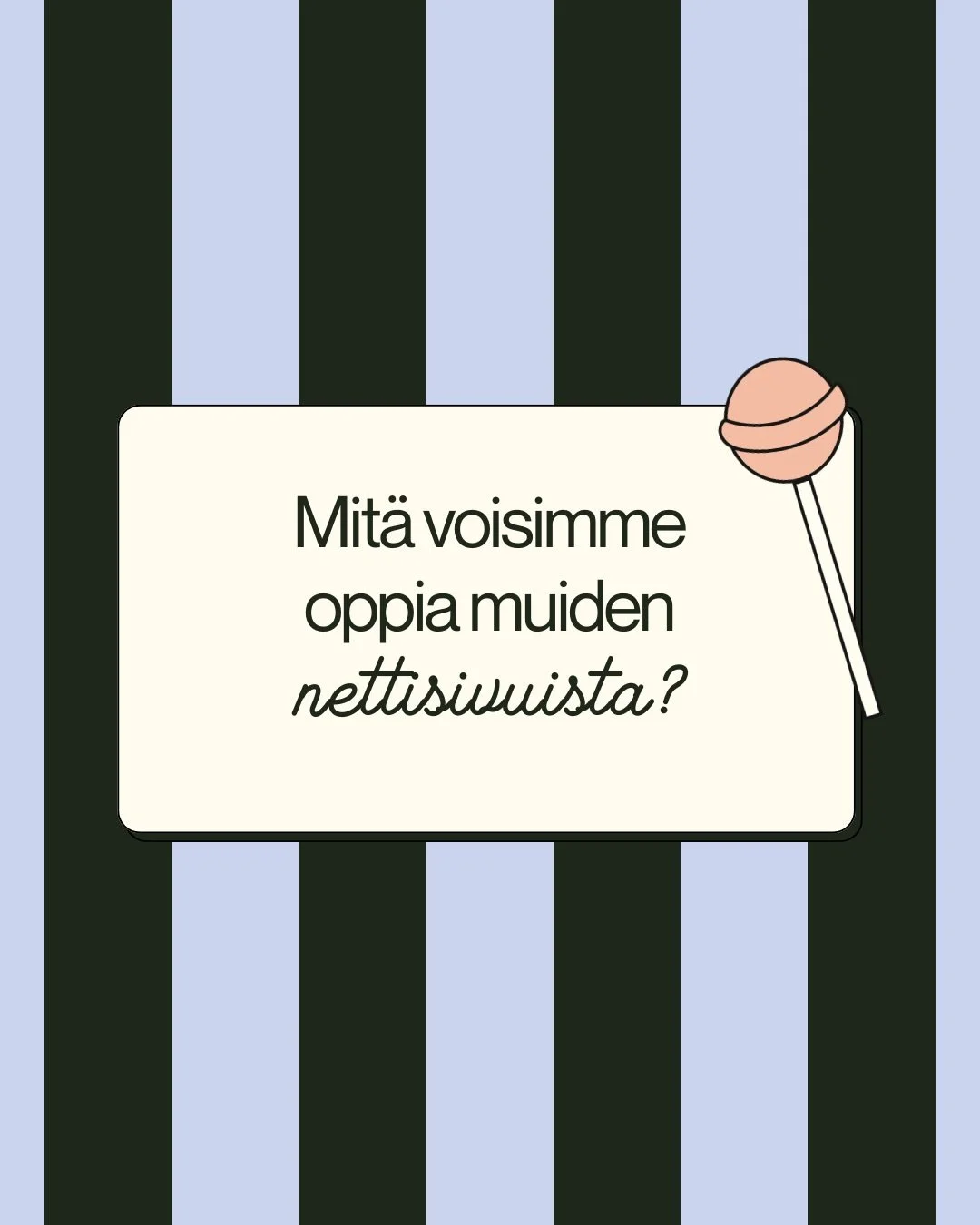 Mit&auml; voitais oppia n&auml;ilt&auml; sivuilta? 💌 Listasin karuselliin pari kivaa toteutusta ja huomiota, mist&auml; voisit mahdollisesti saada jotakin inspiraation jyv&auml;&auml; sun br&auml;ndin sivuille! 

Joskus sen kummempia ajattelematta j
