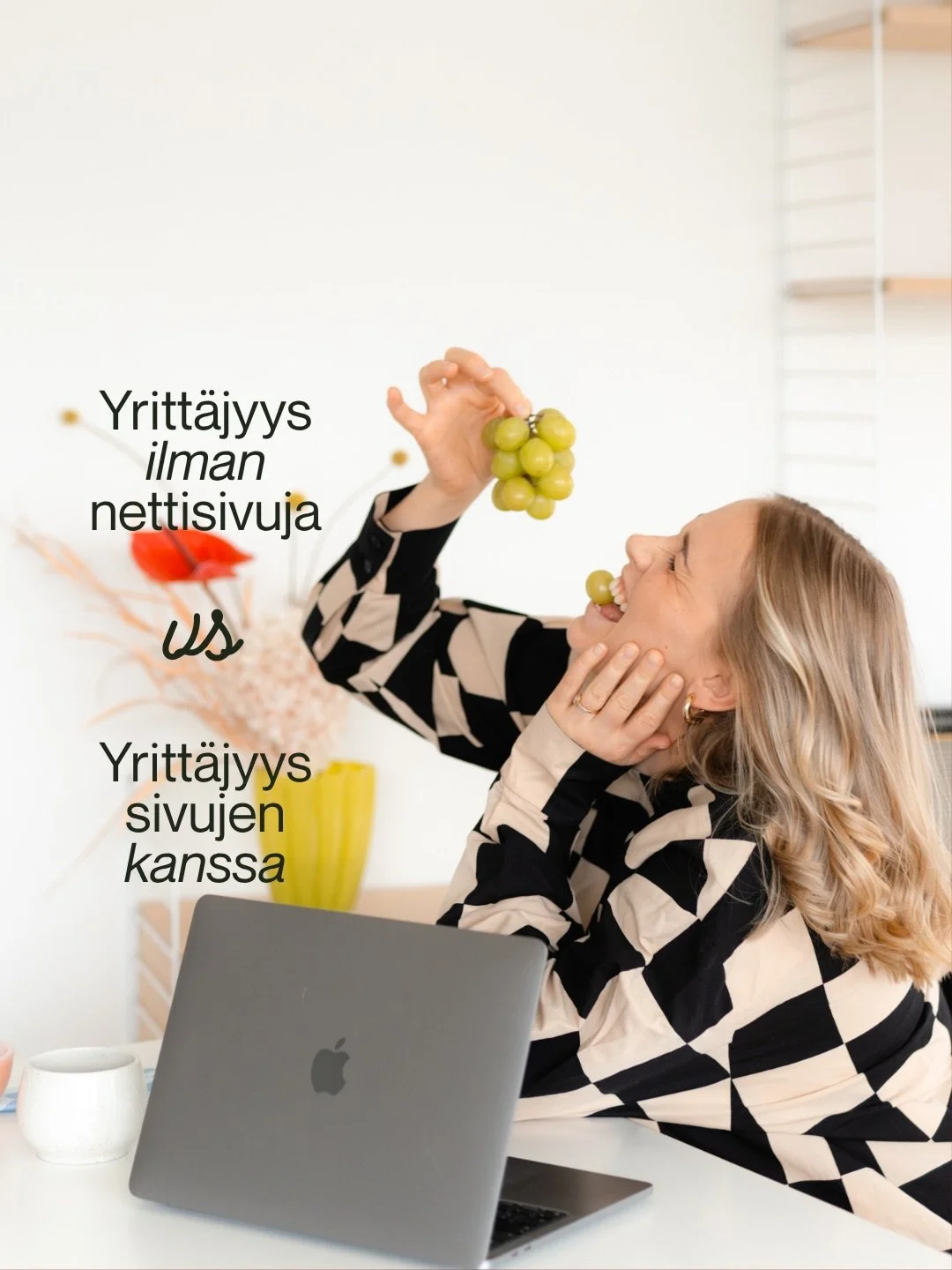 Jos yritt&auml;jyys nettisivujen tuomien mahdollisuuksien kanssa houkuttelee enemm&auml;n, kuin yritt&auml;jyys ilman niit&auml;, laitetaan viesti&auml;! ❤️&zwj;🔥

Ideoin innolla sun toimintaan sopivaa kokonaisuutta viel&auml; t&auml;n kes&auml;n ai