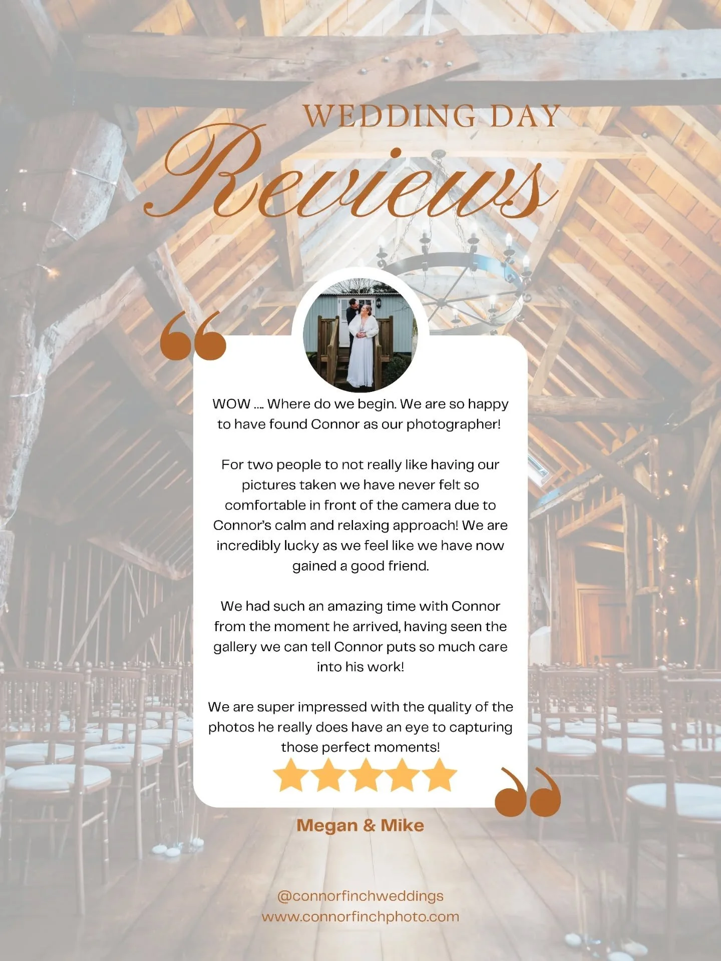 These honestly never get old! ⭐⭐⭐⭐⭐

Hearing how couples felt about their day, and knowing I played a small part in that, is something I&rsquo;ll never take for granted.

One of the biggest things people say to me is how comfortable they felt in fron