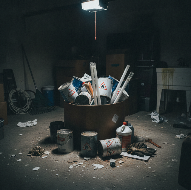 stacked cardboard boxes and garbage bags in a living room