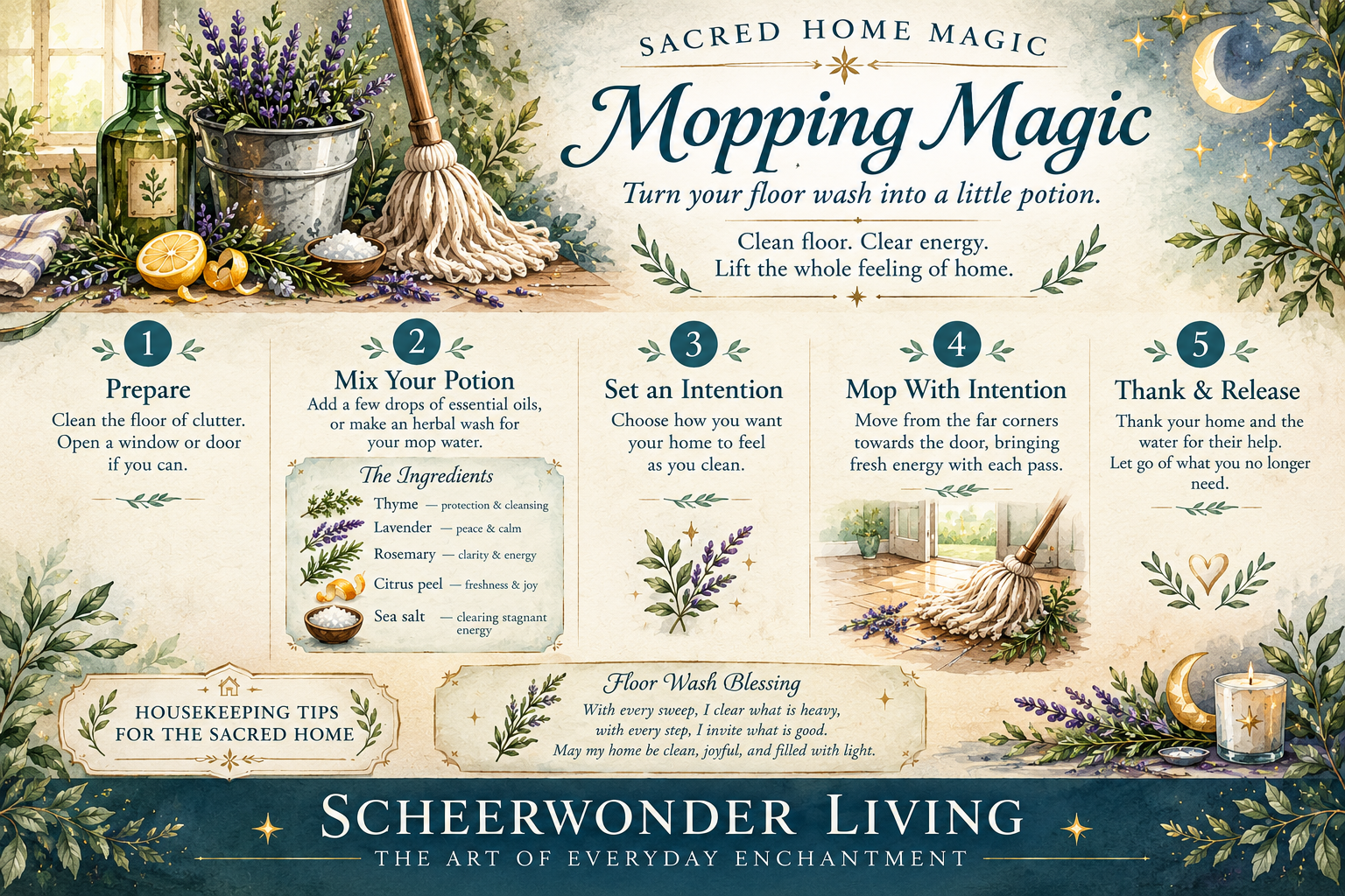 Mopping Magic herbal rinse refresh wash for naturally fresh, clean floors