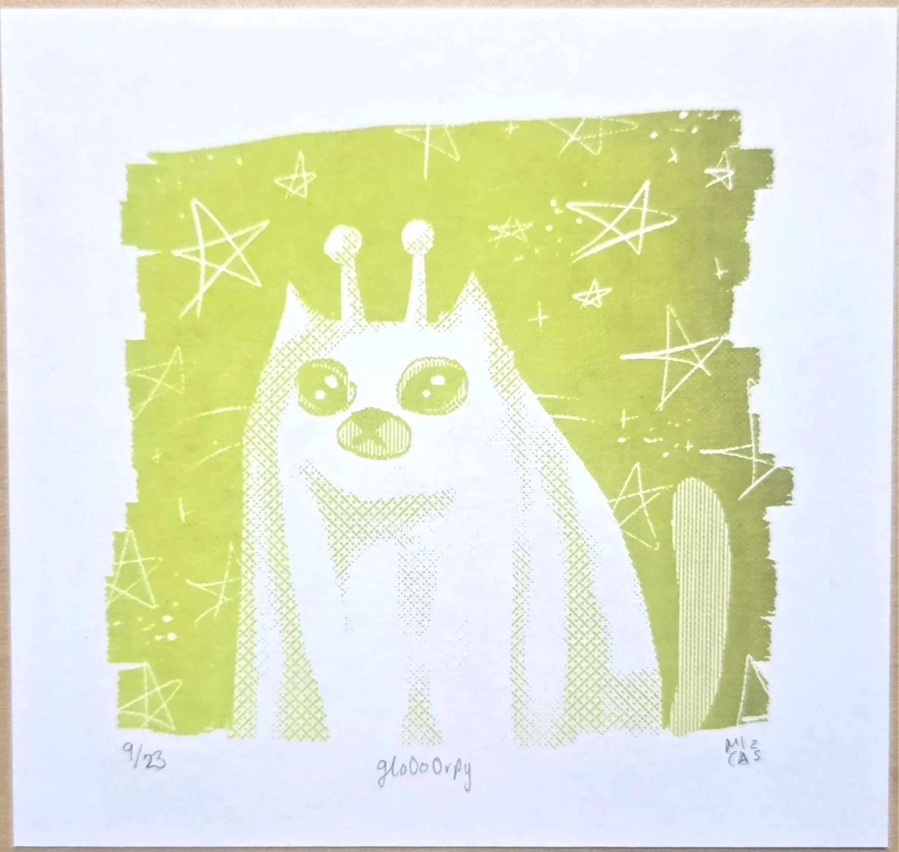"gloOoOrpy" 2025, 5"x5.5", screenprint