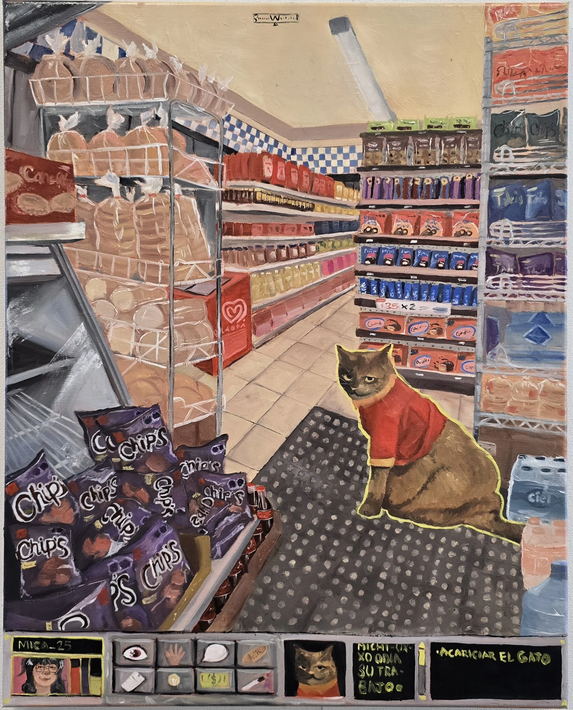 "michi-oxxo", 2025, 24" x 30", oil painting