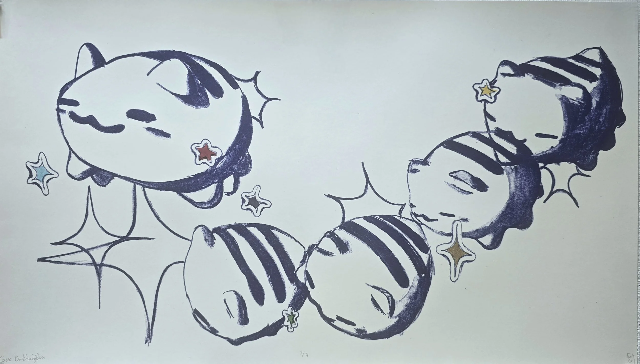 "Sir Bubbington" 2025, 30" x 11, plate lithography