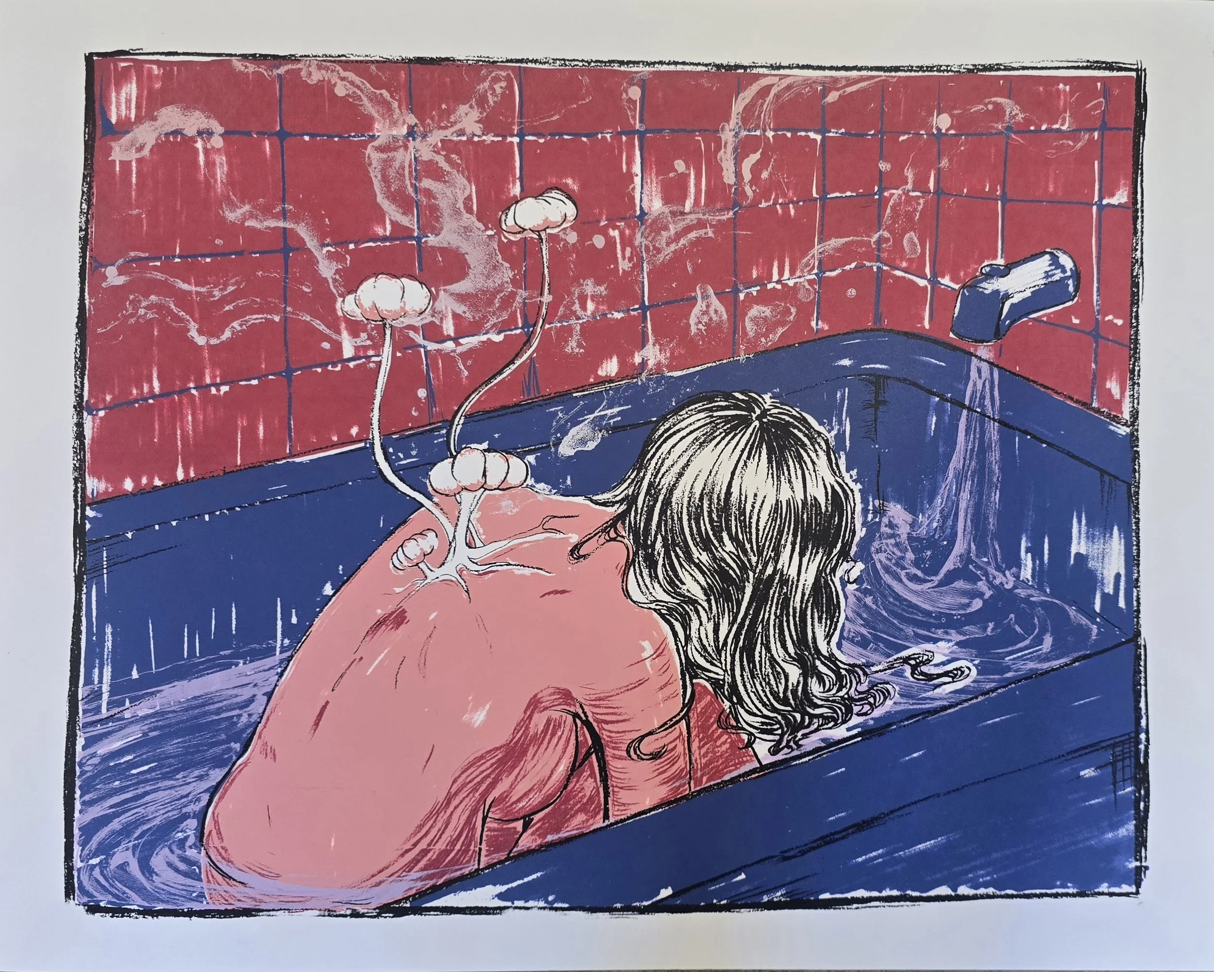 "Fun-Gal: A Perfect Substrate" 2025, 20"x22", screenprint