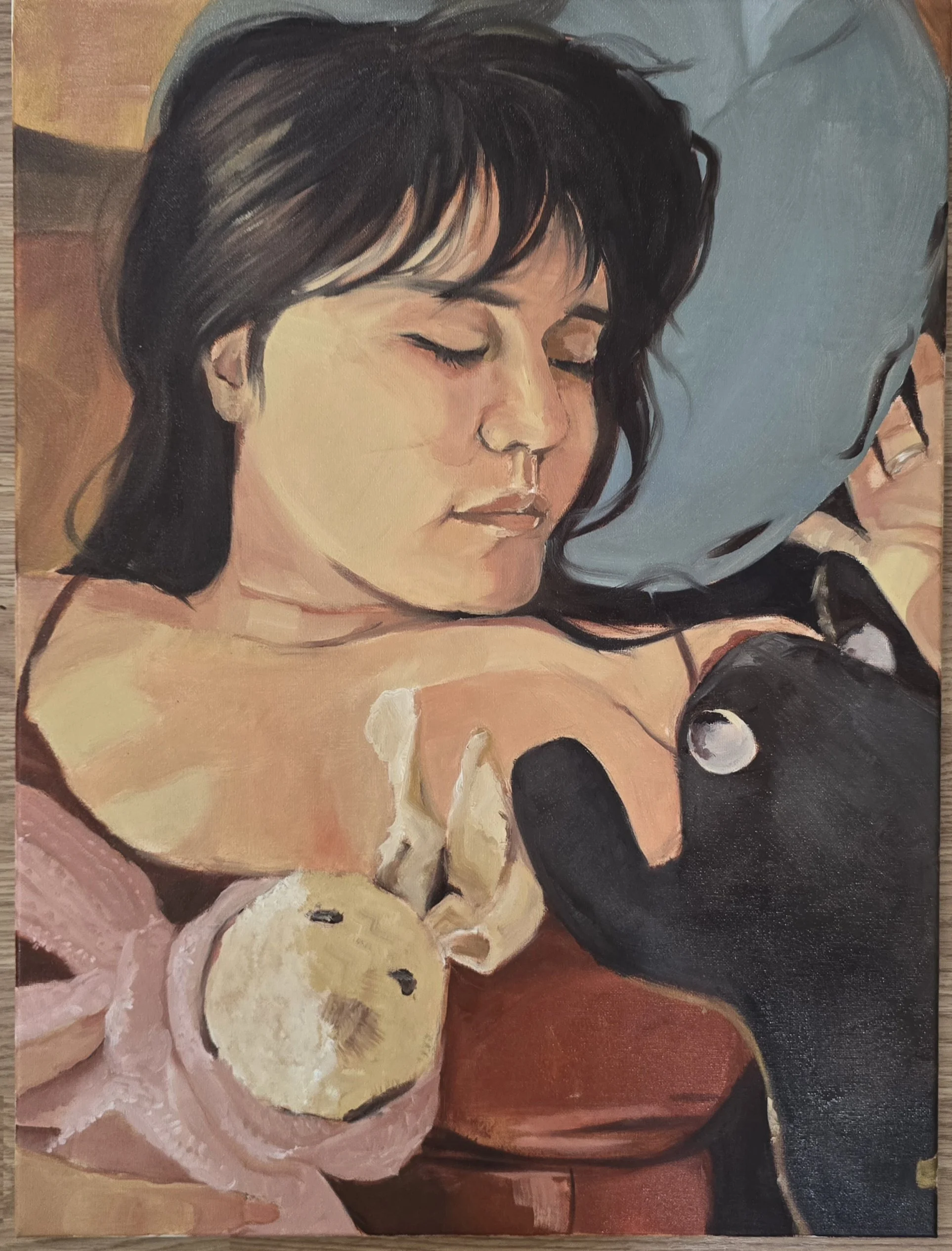 "soñando" 2025, 20" x 24, oil paint