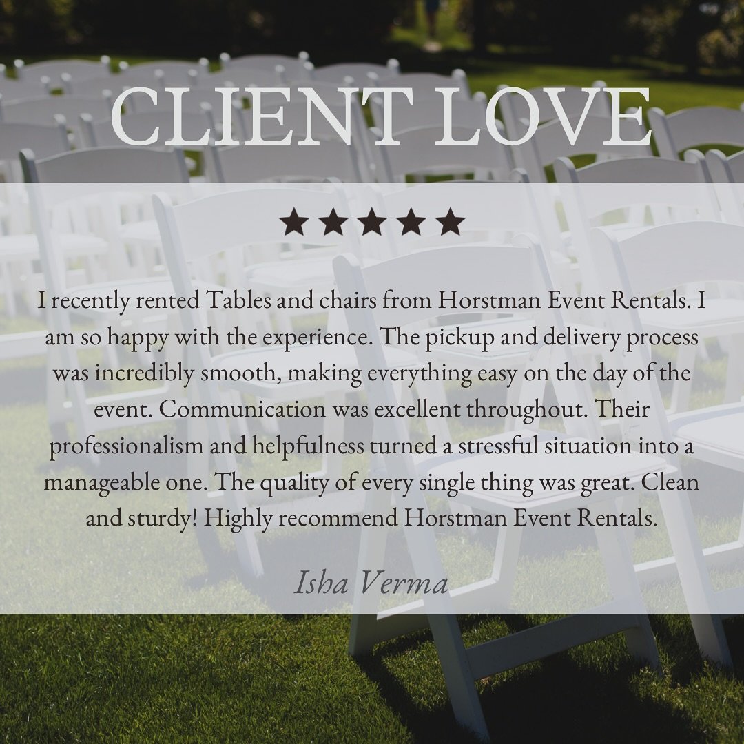 We love hearing from our amazing customers! 🫶🏼 

A huge thank you to Isha for the glowing 5-star review! We&rsquo;re all about making your event unforgettable, and we&rsquo;re thrilled to have made it seamless and fun. Your dream setup is just a cl