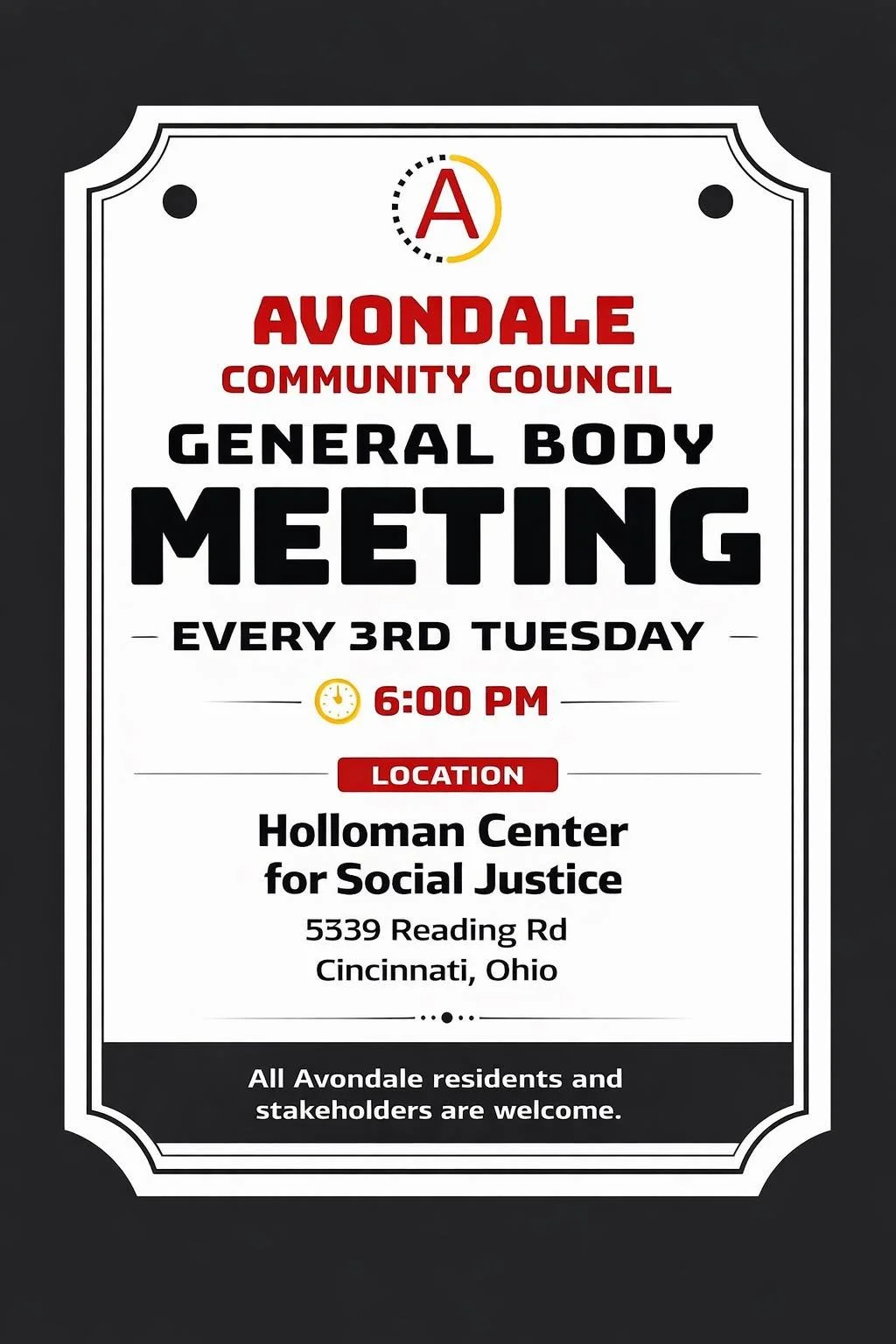 Avondale General Body Meeting
