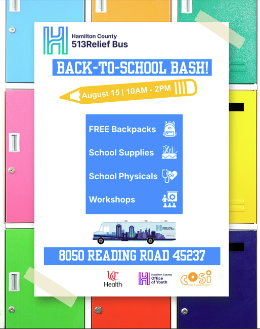 Hamilton County 513Relief Bus Back-to-School Bash