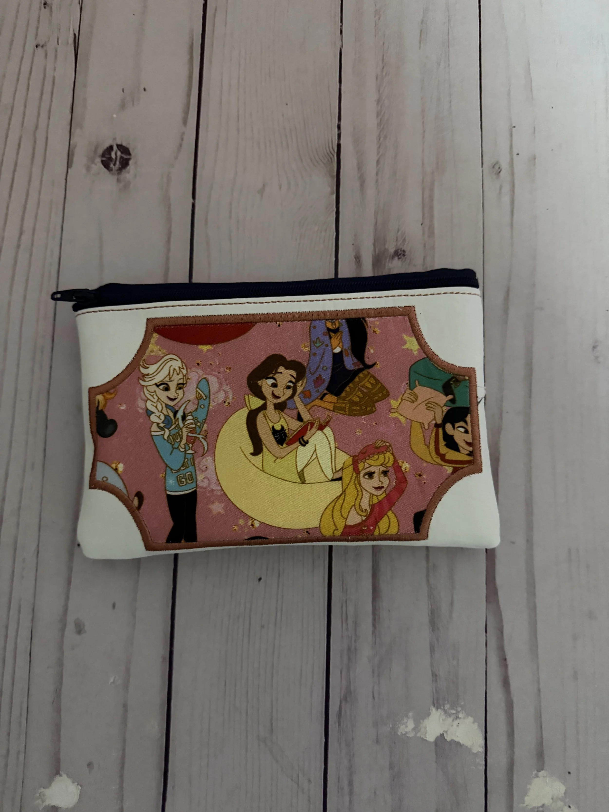 Belle and Elsa Princess Pajama Party Zipper Pouch