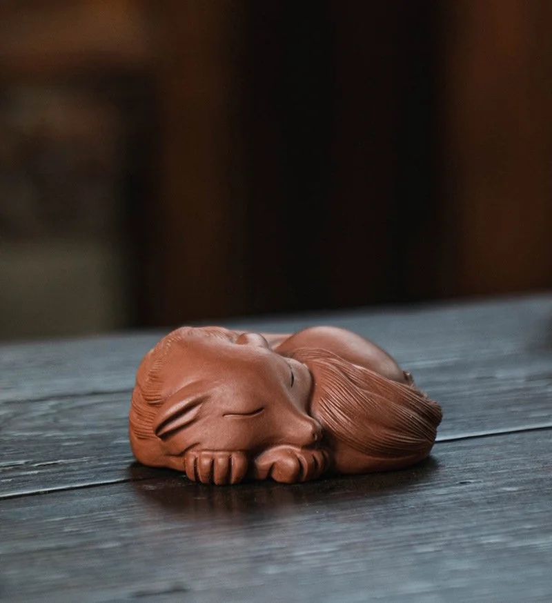 Yixing Purple Clay Nine-Tailed Fox Sculpture – Da Hong Pao Zisha