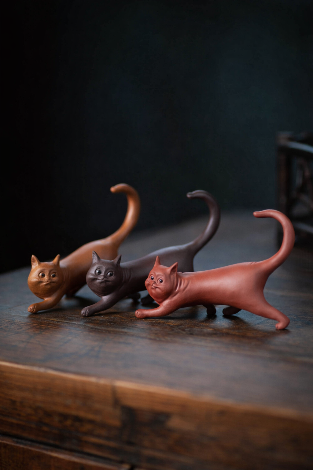 Yixing Purple Clay Curious Cat Tea Pet