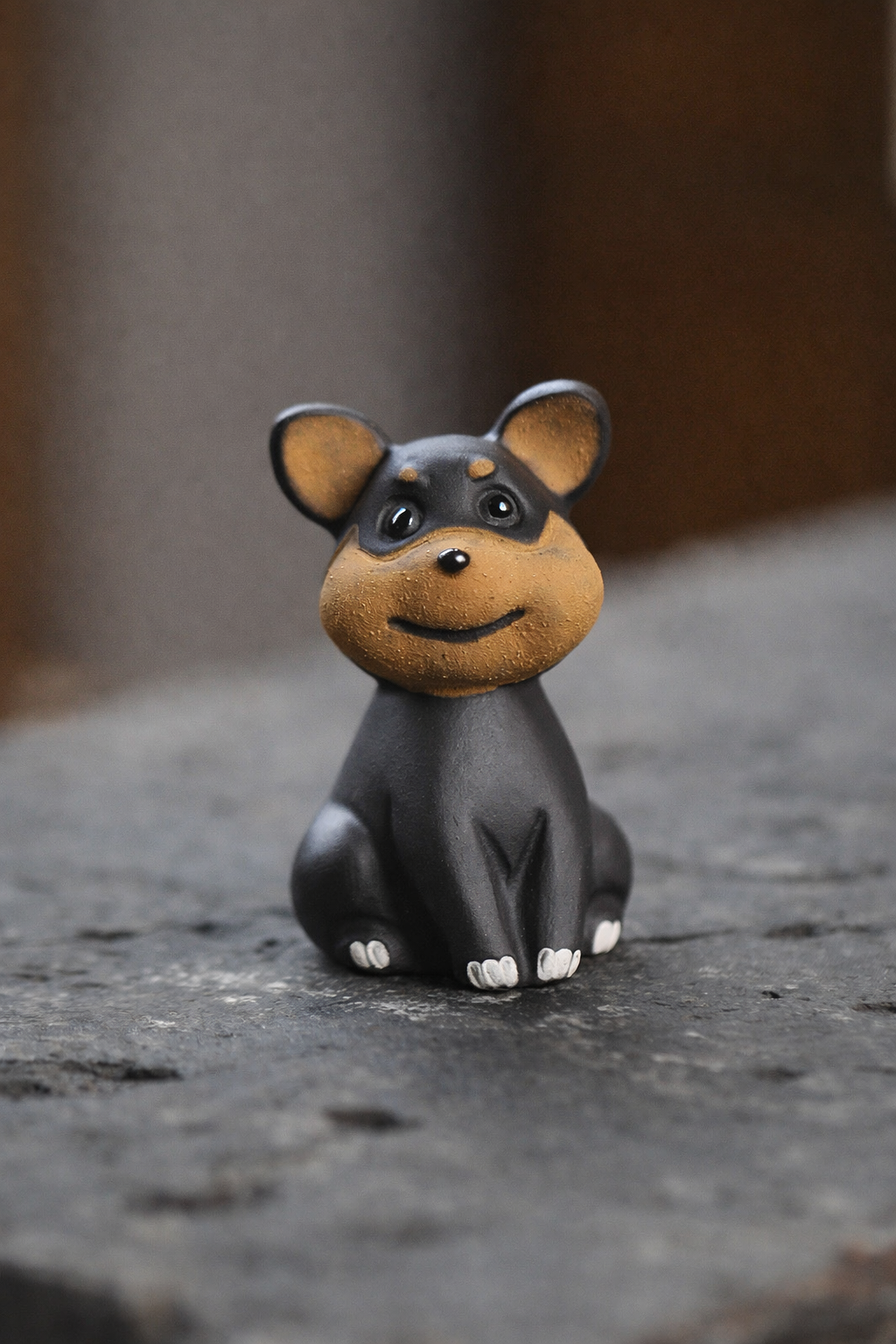 Purple Clay Bee Puppy Tea Pet