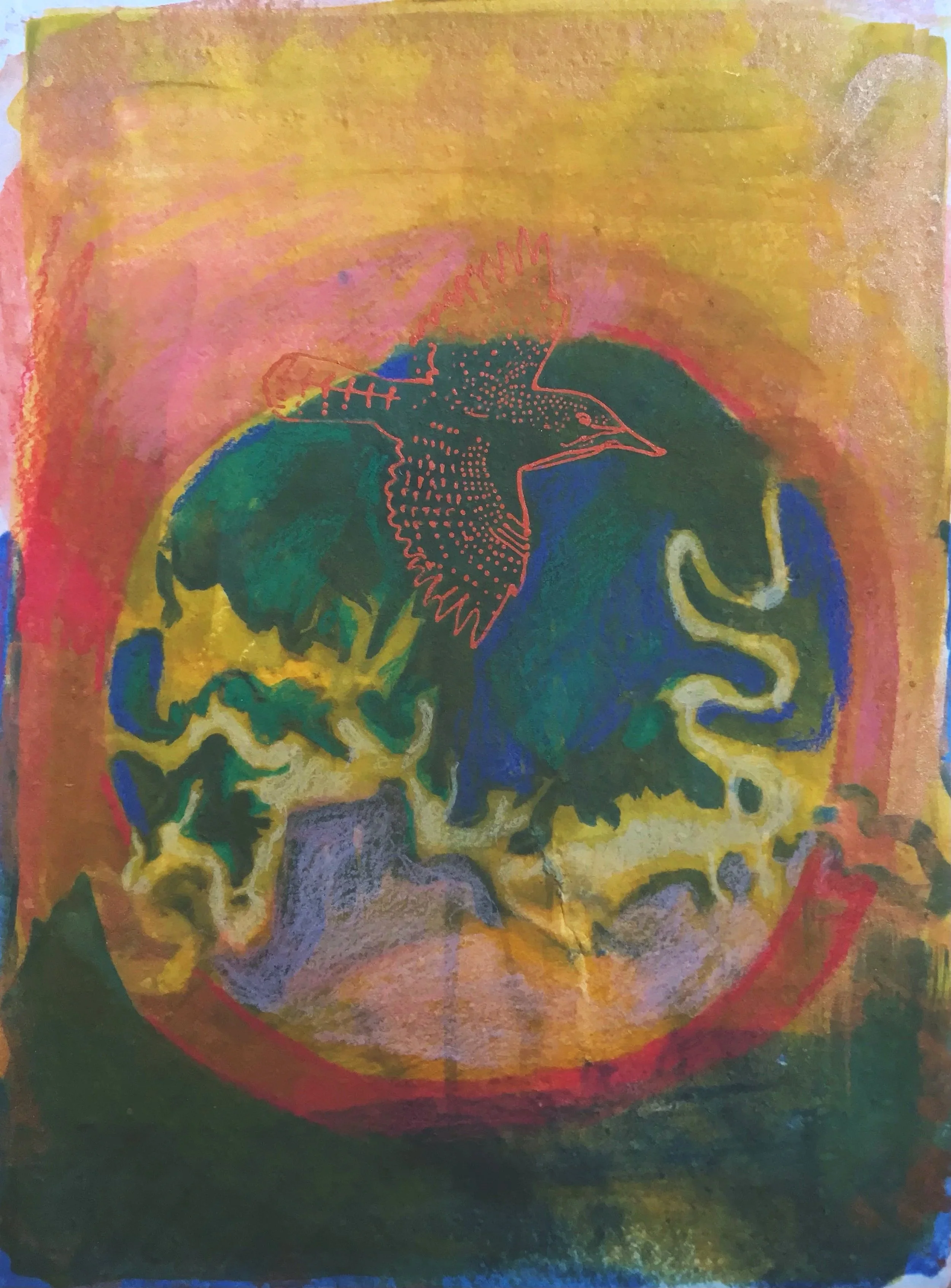 "Possum Kingdom Lake" - Hand altered, layered cyanotype on paper