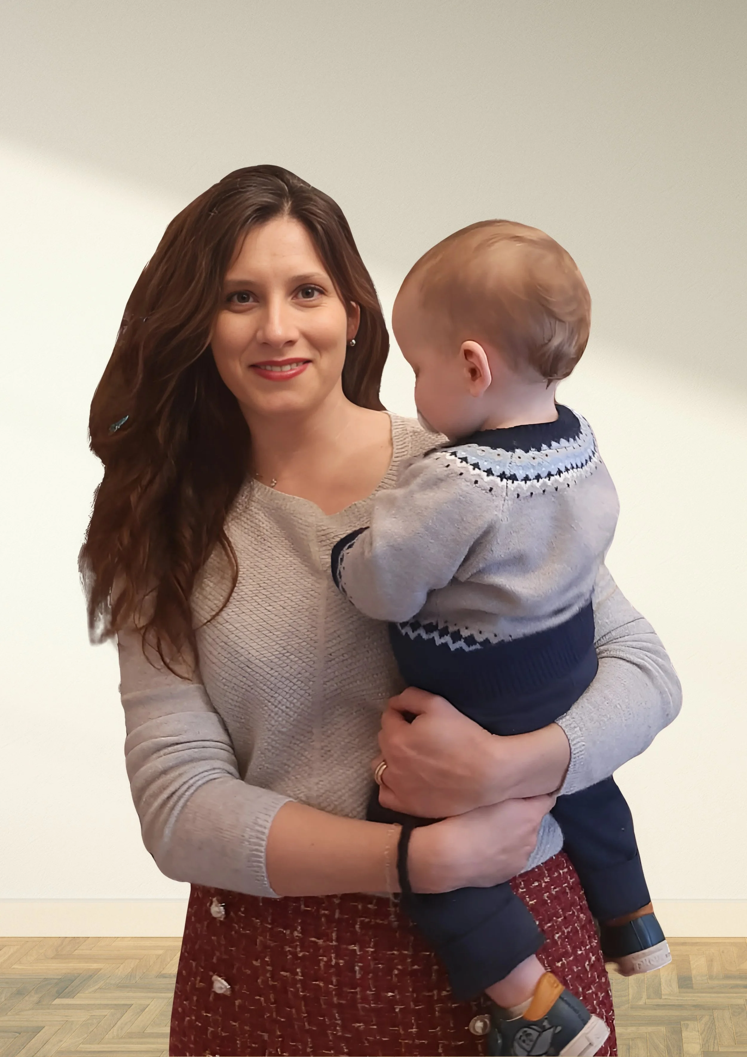 Irene con Francesco, suo figlio, in braccio