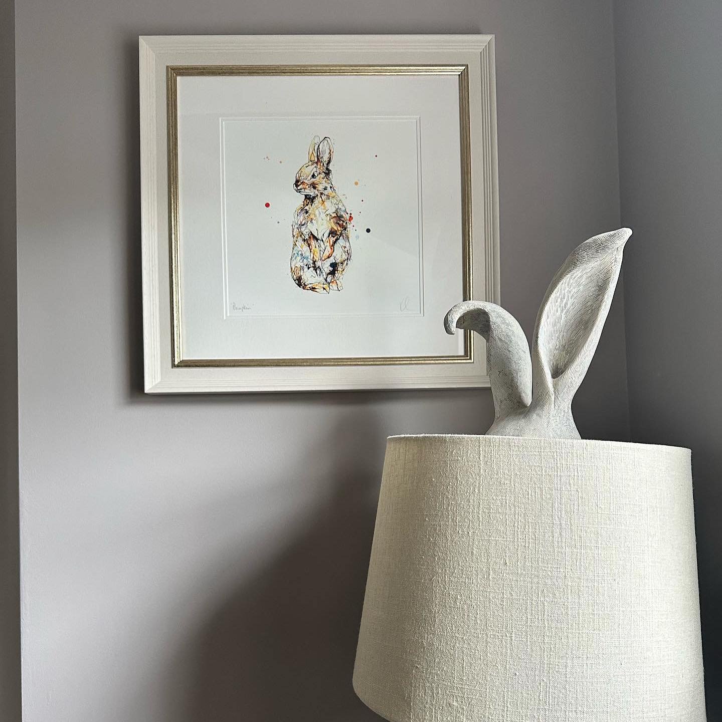 We really love seeing all your frames in situ, we mostly hand them over and never see them again so it&rsquo;s really special once we see pics like this 🥰🐰🖼️

This @kcfineart print looks lovely in the off white and gold moulding 🫶🏻 We have a cou