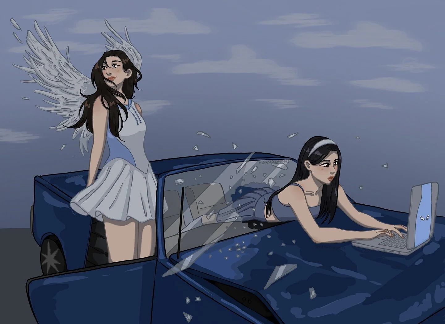 I am backkkk! 🩵
I always love the visual storytelling of nmixx&lsquo; music videos. I found Blue Valentine to be especially interesting, so I had to draw something inspired by it!