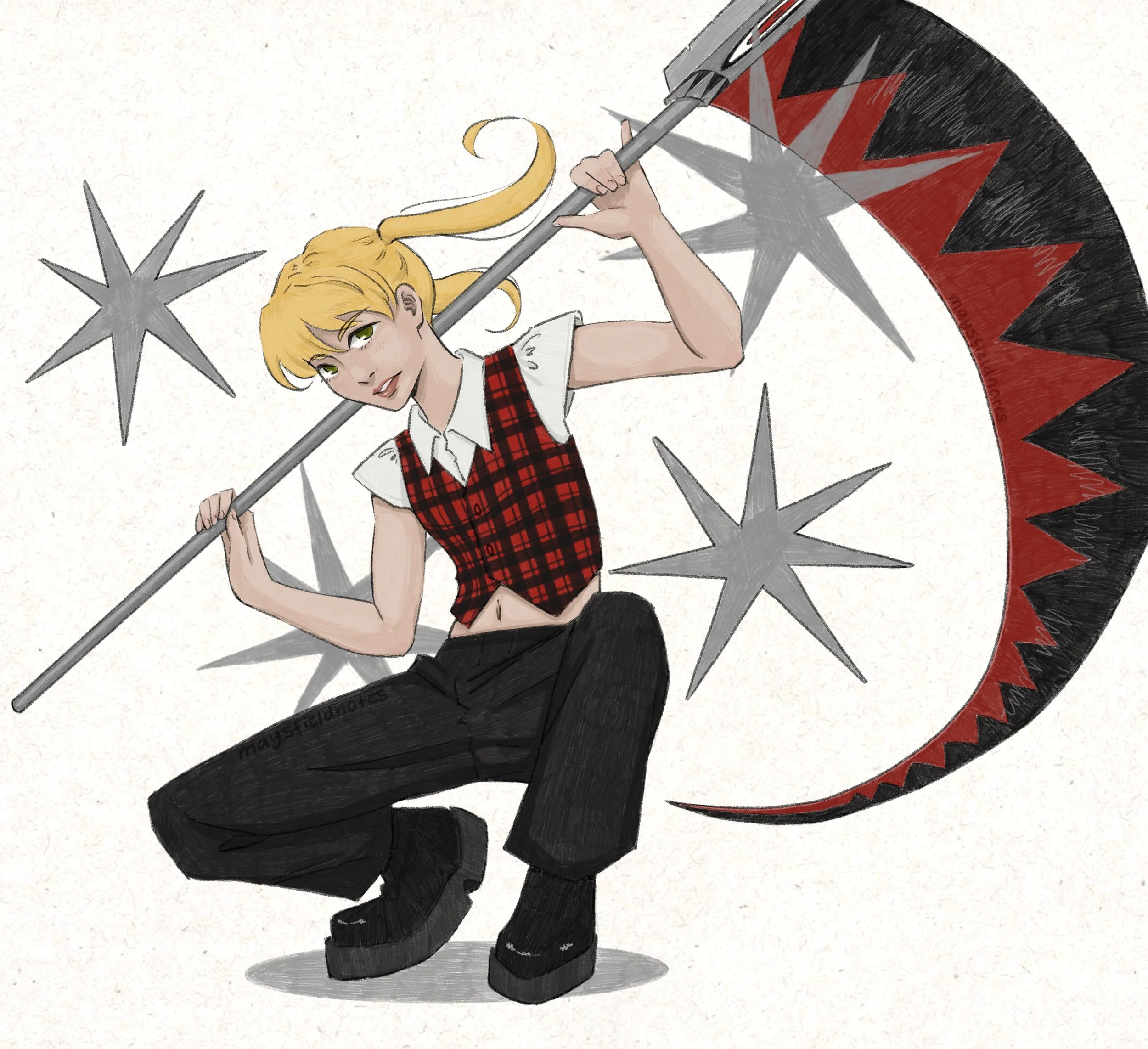 the soul eater fandom has risen from the dead, so please allow me some self-indulgent fanart!! 🖤🖤 How do you like the alternative outfit I gave her?