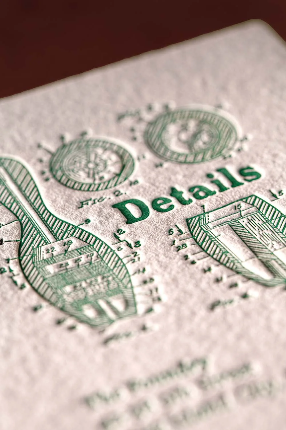 Letterpress Green Wedding Details Card
