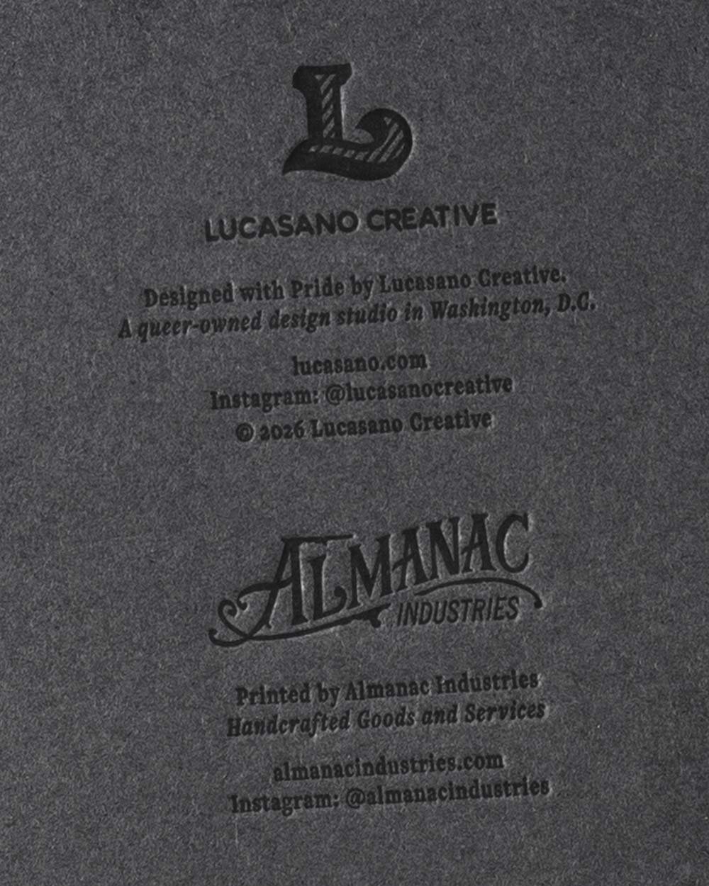 Back view of the Pride Ally Card showing maker information and production credits.