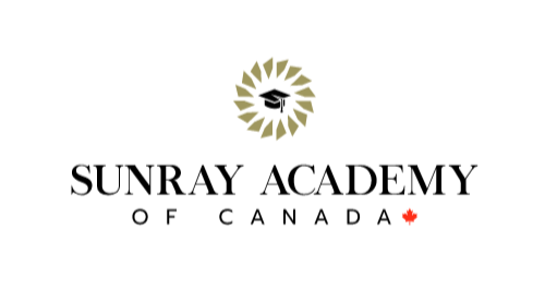 Sunray Academy of Canada logo with a stylized sun and maple leaf.