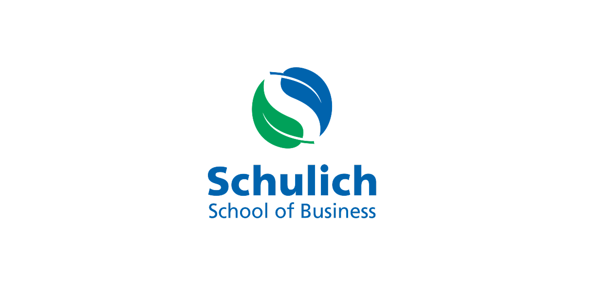 School of Business logo with a stylized leaf and bird design, and the text 'Schulich School of Business'
