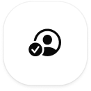 Icon of a person with a checkmark over their face