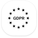 GDPR logo with the EU stars surrounding the text 'GDPR' in the center.