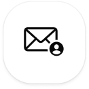 Envelope icon with a person, representing email or contact information