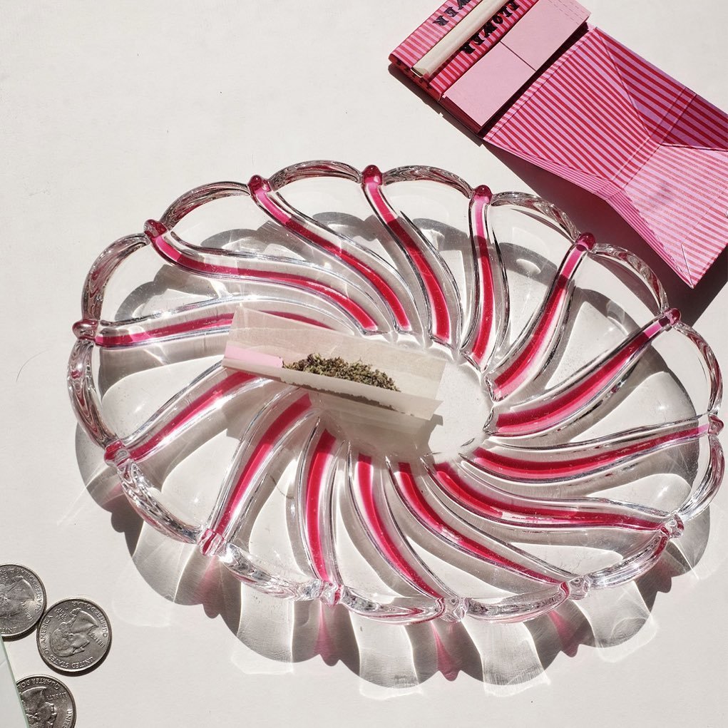 Glass candy 🍬 vintage peppermint swirl glass rolling tray for an afternoon pick me up 💨
