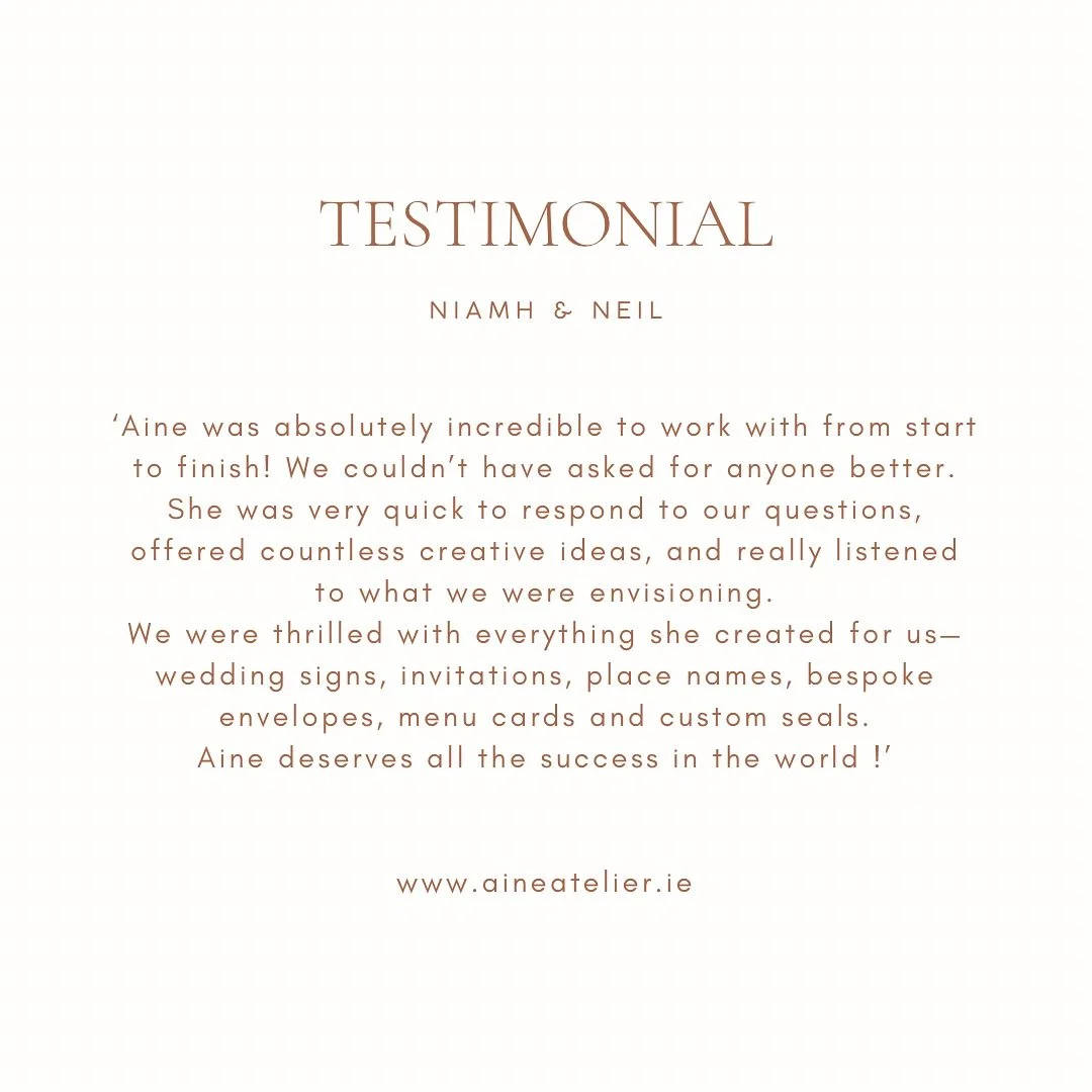 Thank you Niamh &amp; Neil 🤍 

It was such a pleasure working with Niamh and Neil on their custom wedding stationery. 

Thank you for choosing Aine Atelier to be part of your special day! 

#weddingstationerydesign #weddingsupplierireland #weddingst
