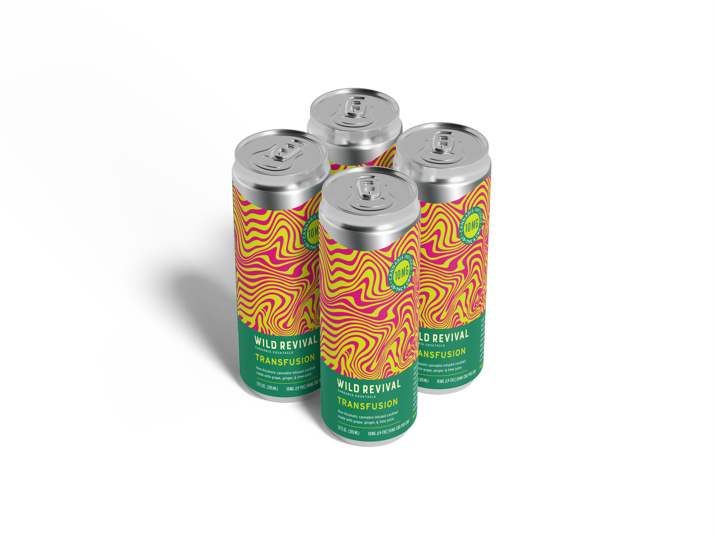 Wild Revival Cannabis Cocktails - Transfusion 4 Pack -- 10mg THC/CBD per can