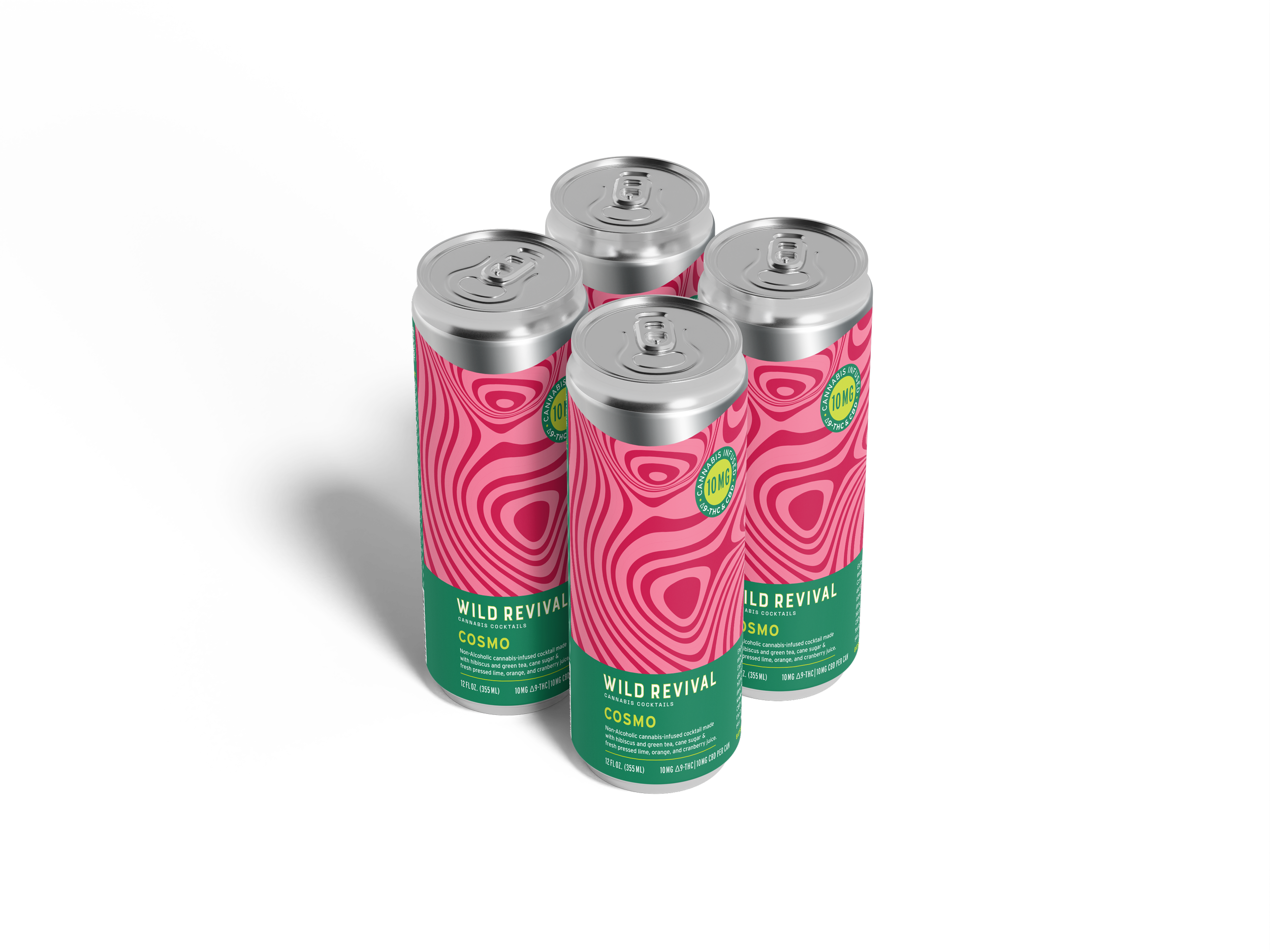 Wild Revival Cannabis Cocktails - Hibiscus Cosmopolitan 4 Pack -- 10mg THC/CBD per can