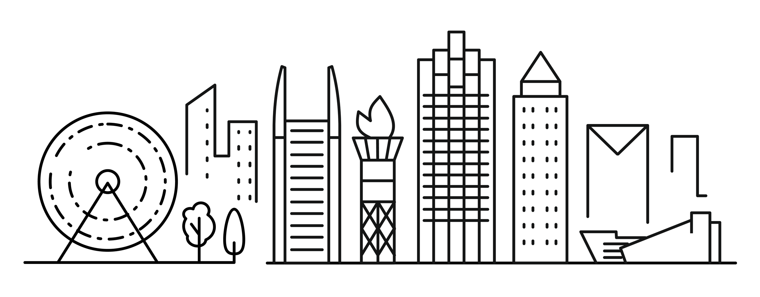 Illustrated Atlanta skyline representing the upcoming It Was All A Dream Festival celebrating entrepreneurship, culture and community.