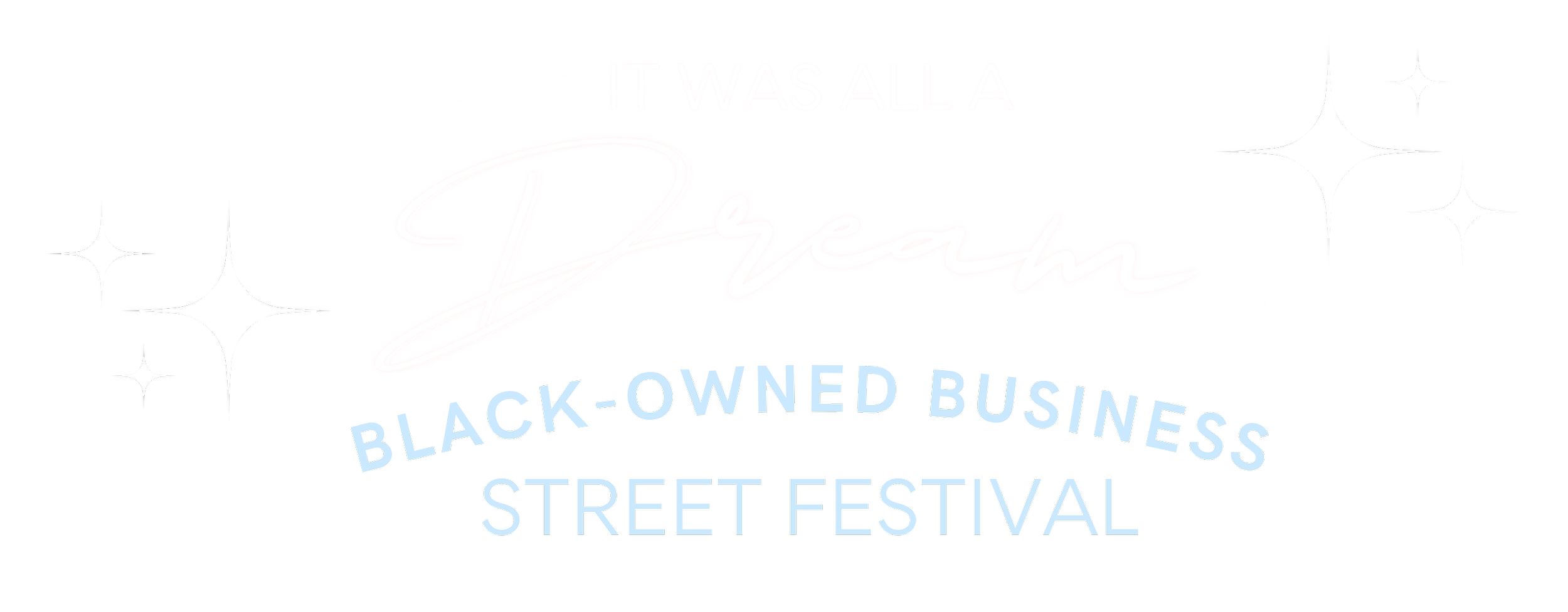 Logo for the Black-Owned Business Street Festival featuring text and decorative stars.