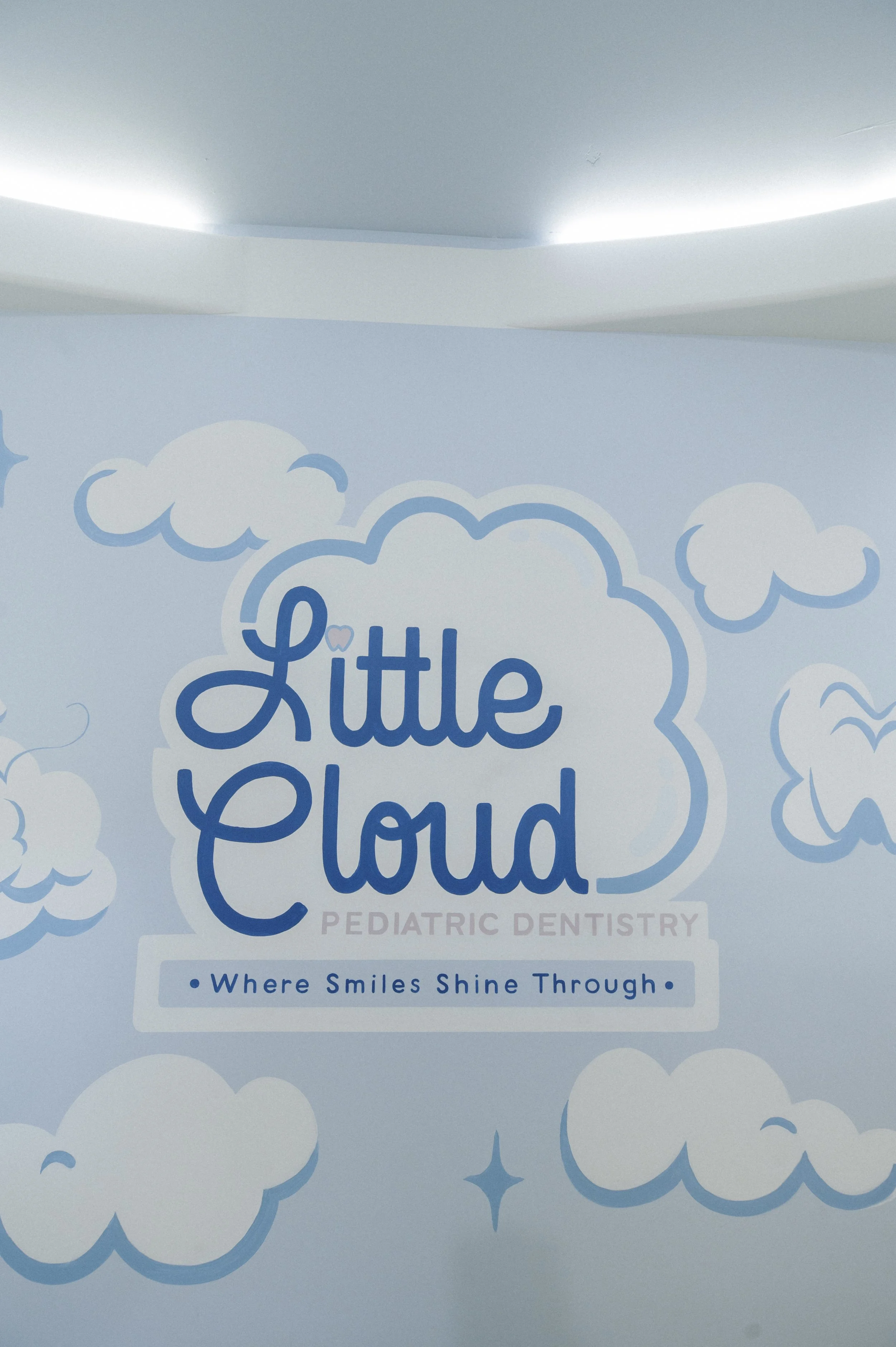 A custom mural is painted on the wall behind the front desk  featuring their branding and logo.