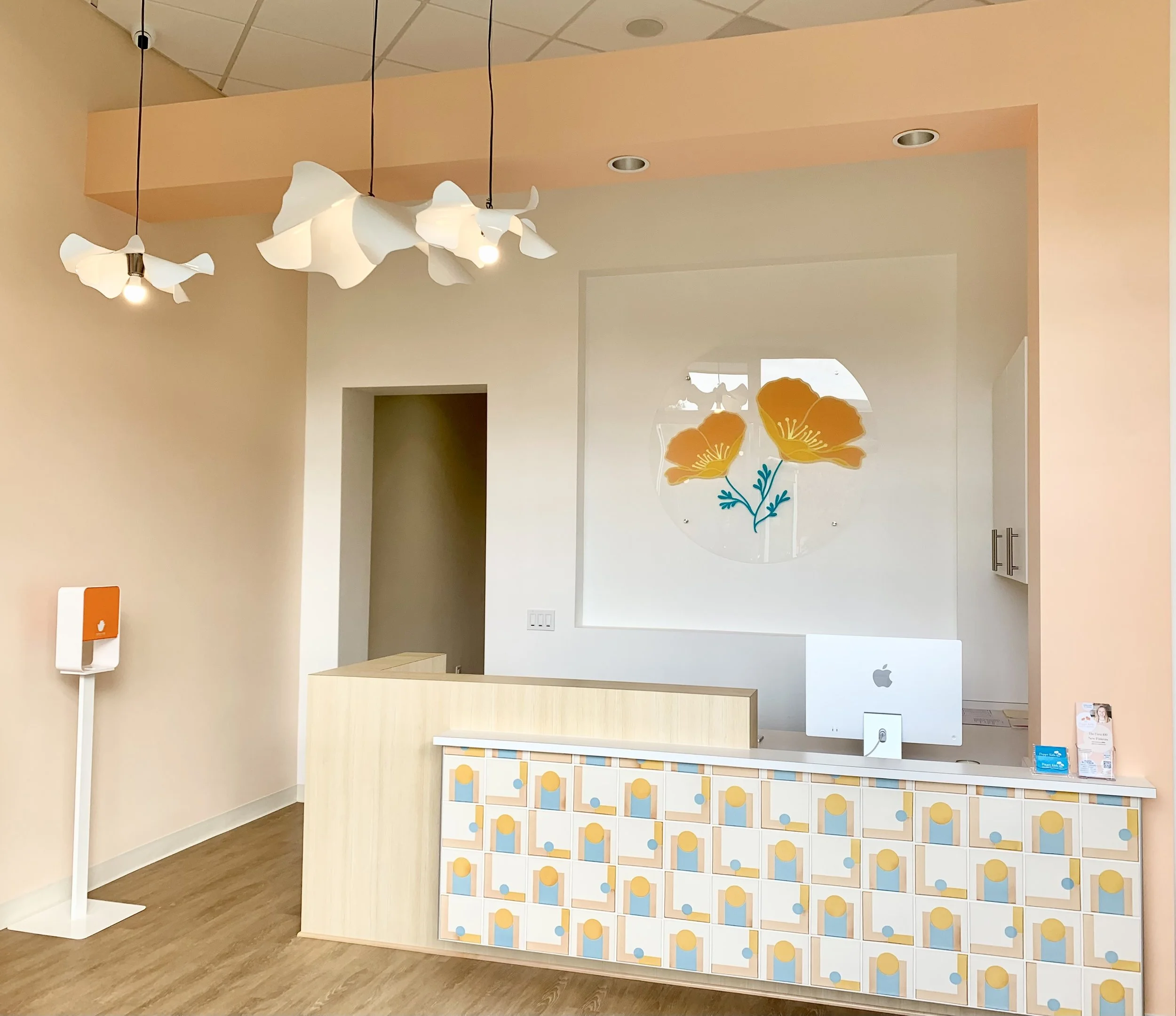 poppy kids pediatric dentistry elisa passino tile custom tile acrylic logo peach paint