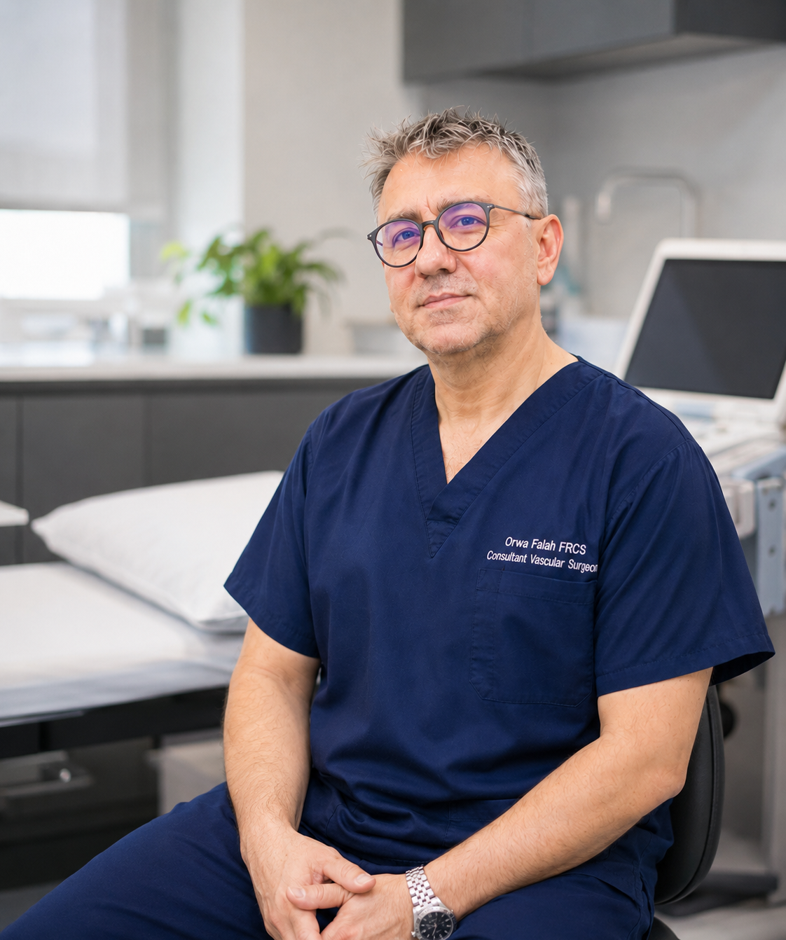 Mr Orwa Falah, Vascular and Endovascular Surgeon, in clinic at Edinburgh