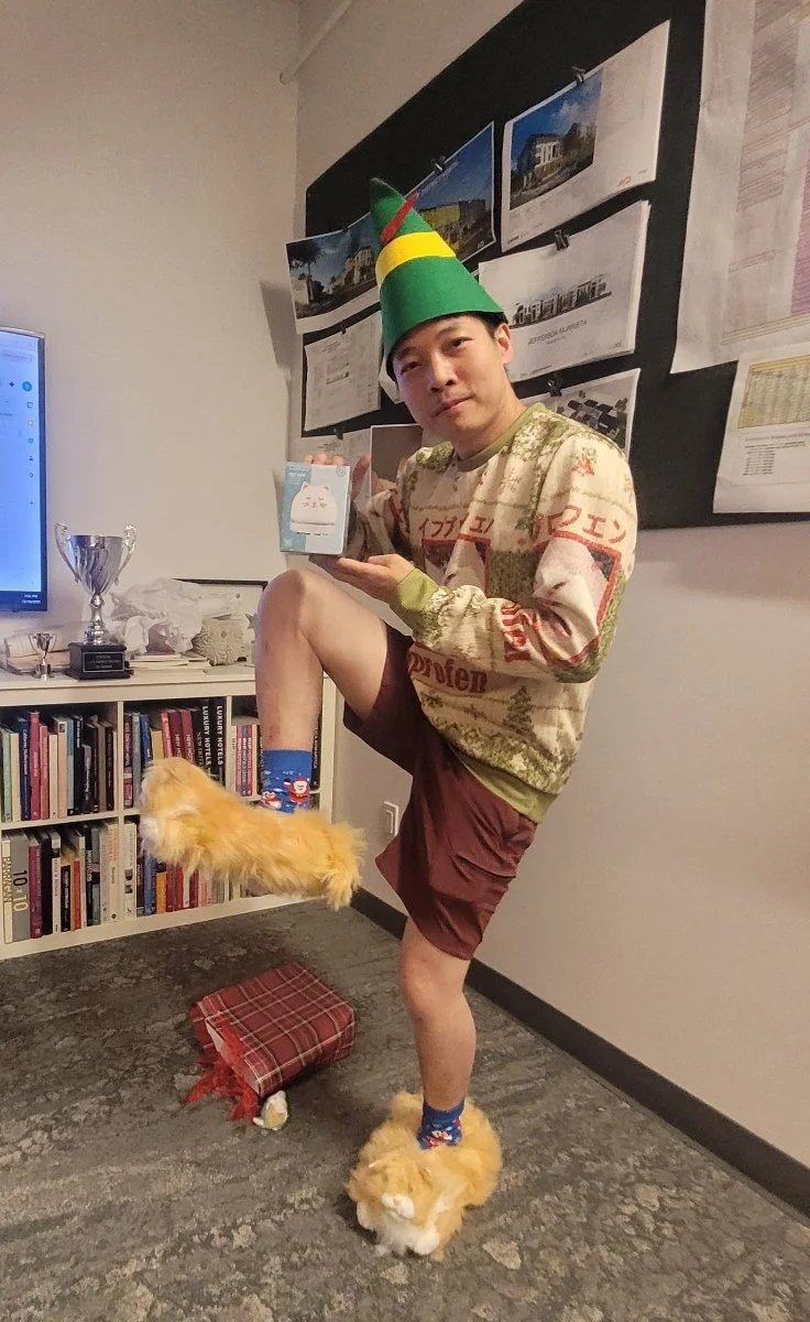 York with his secret santa present! (he is half cat)