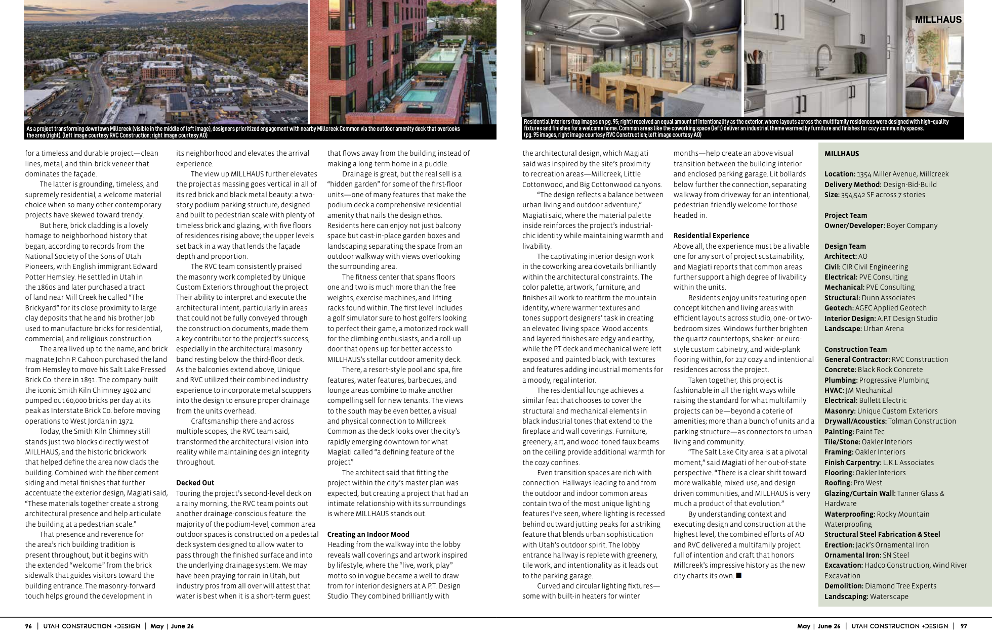 A.P.T.'s Millhaus project featured in Utah Construction + Design Magazine!