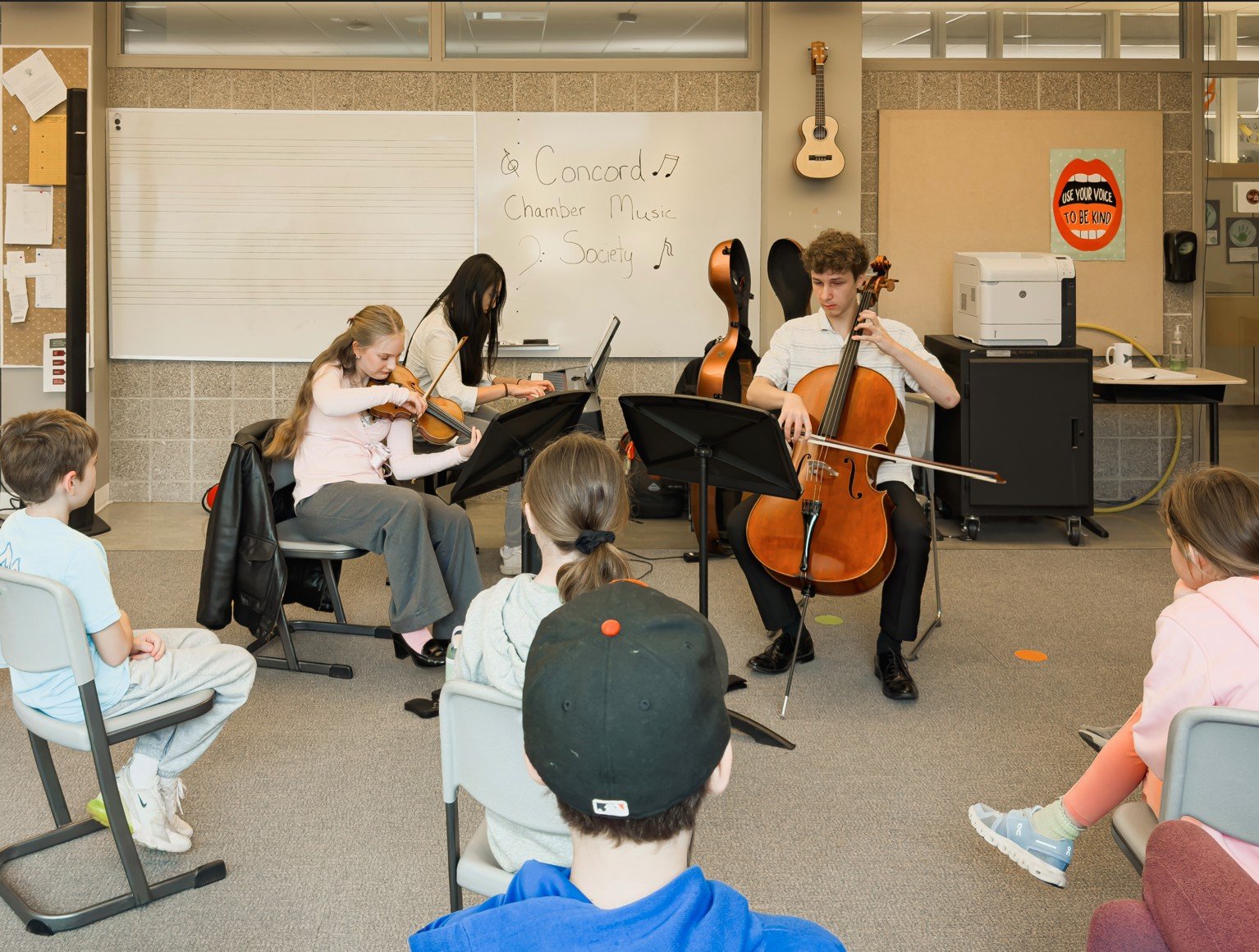 Trio Brisa performs at the Willard Elementary School