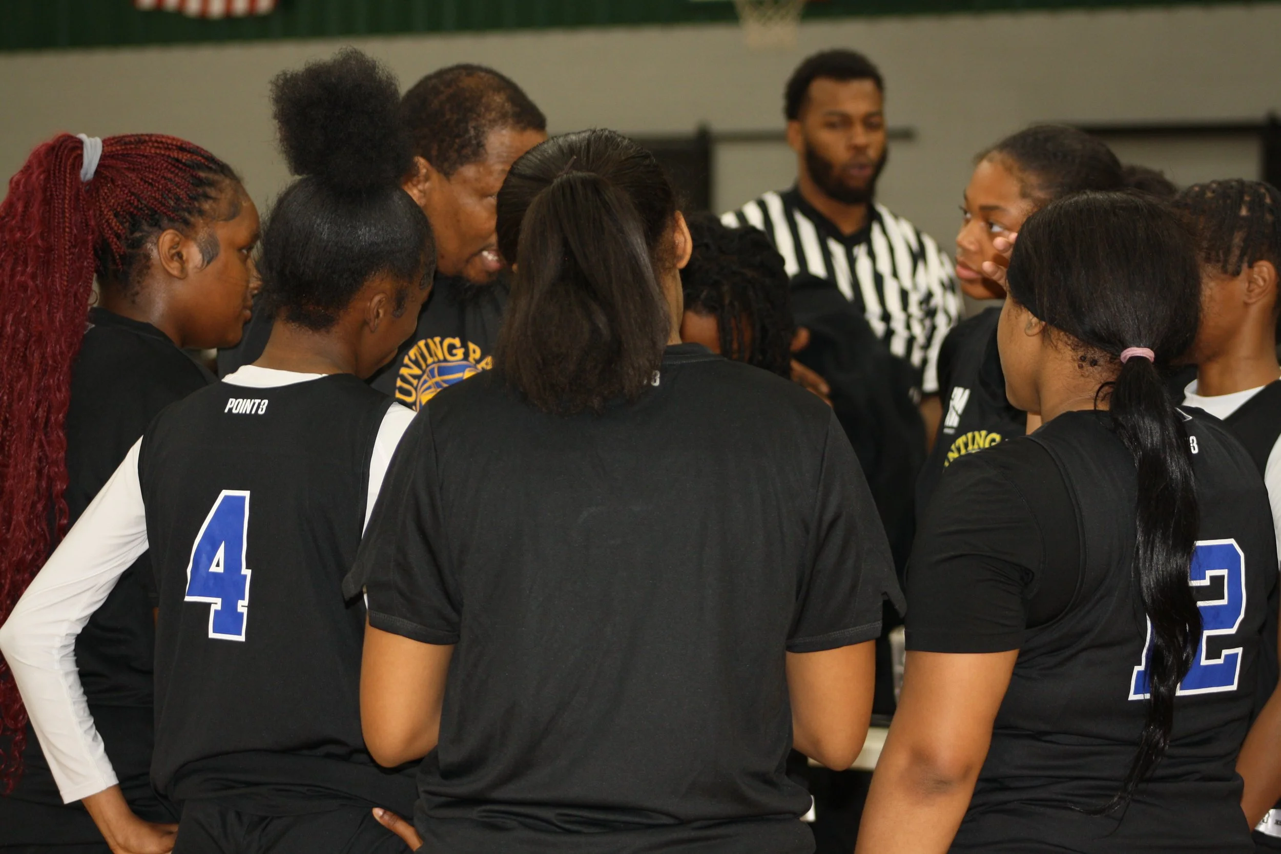 Team gathering with the coach. 